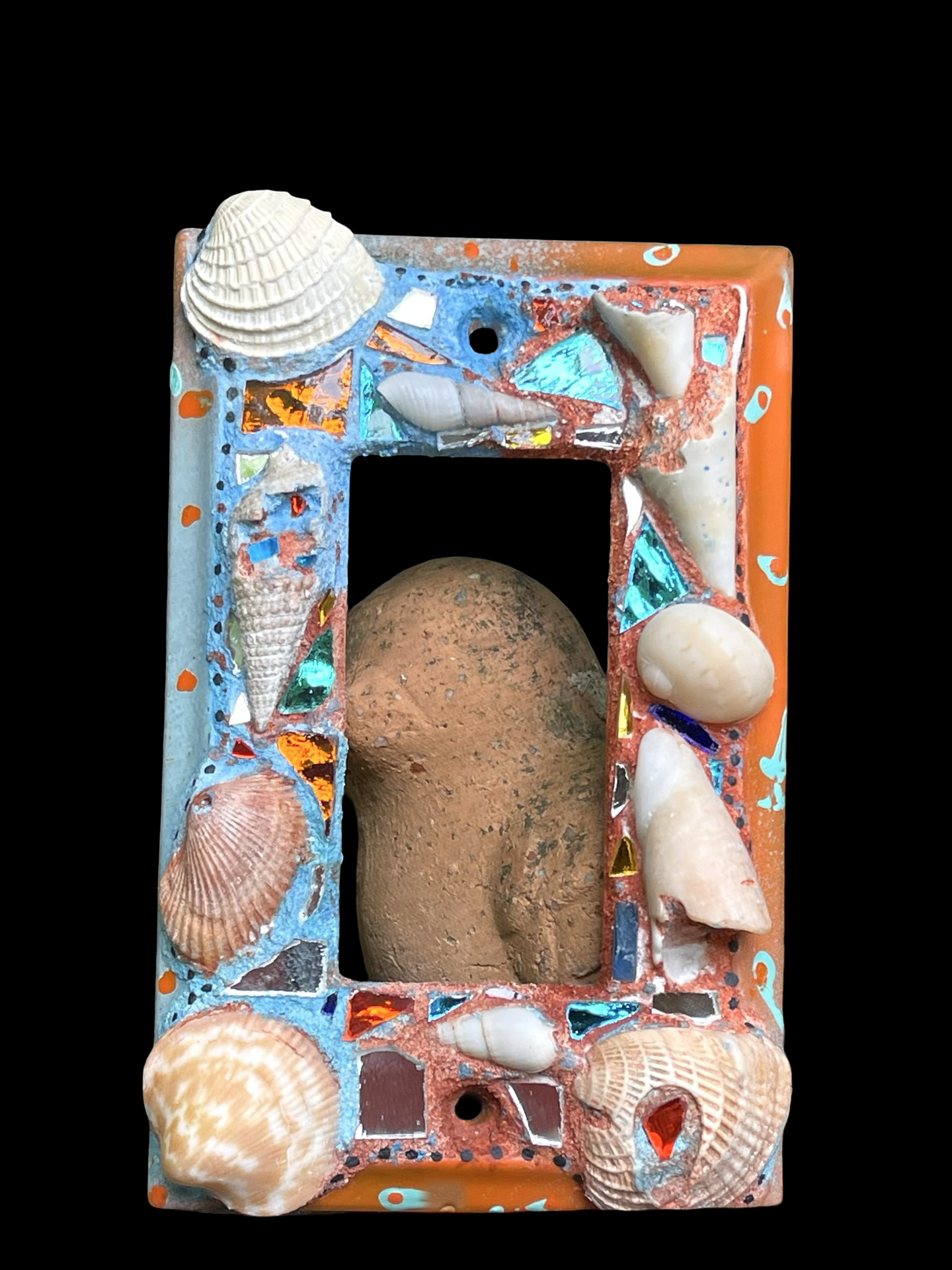 Beach chic sea shell covered single rocker light switch cover