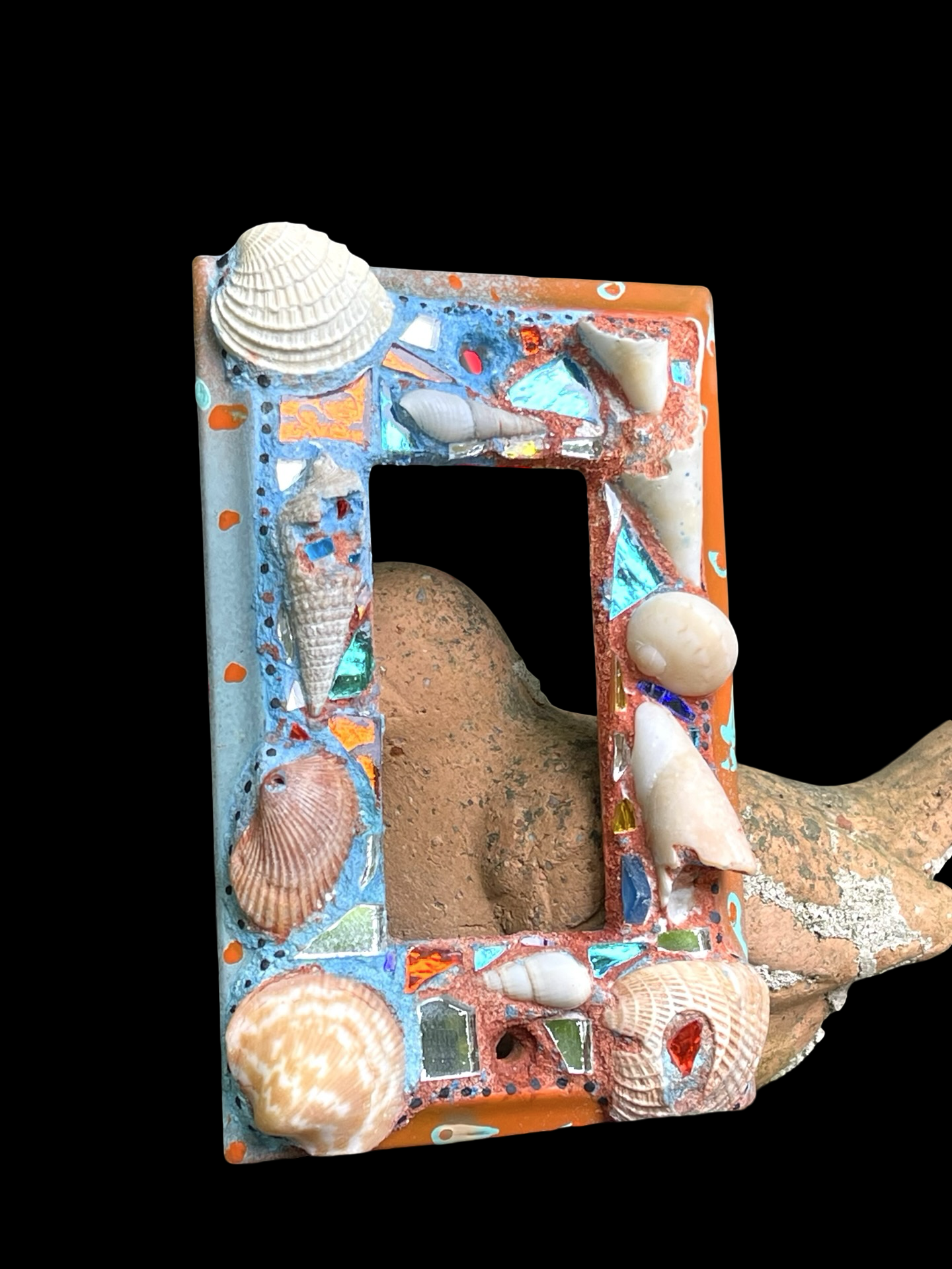 Beach chic sea shell covered single rocker light switch cover