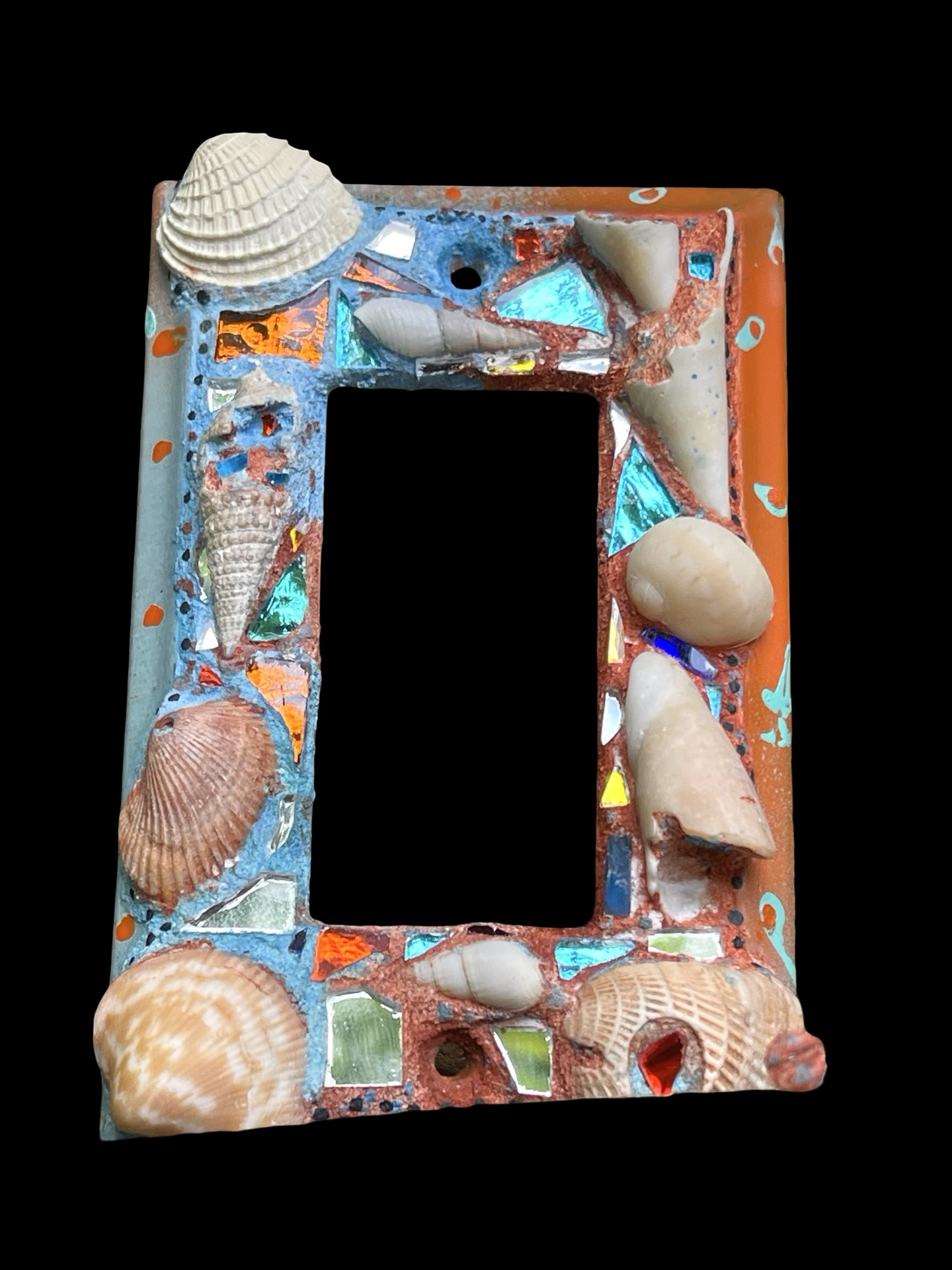 Beach chic sea shell covered single rocker light switch cover