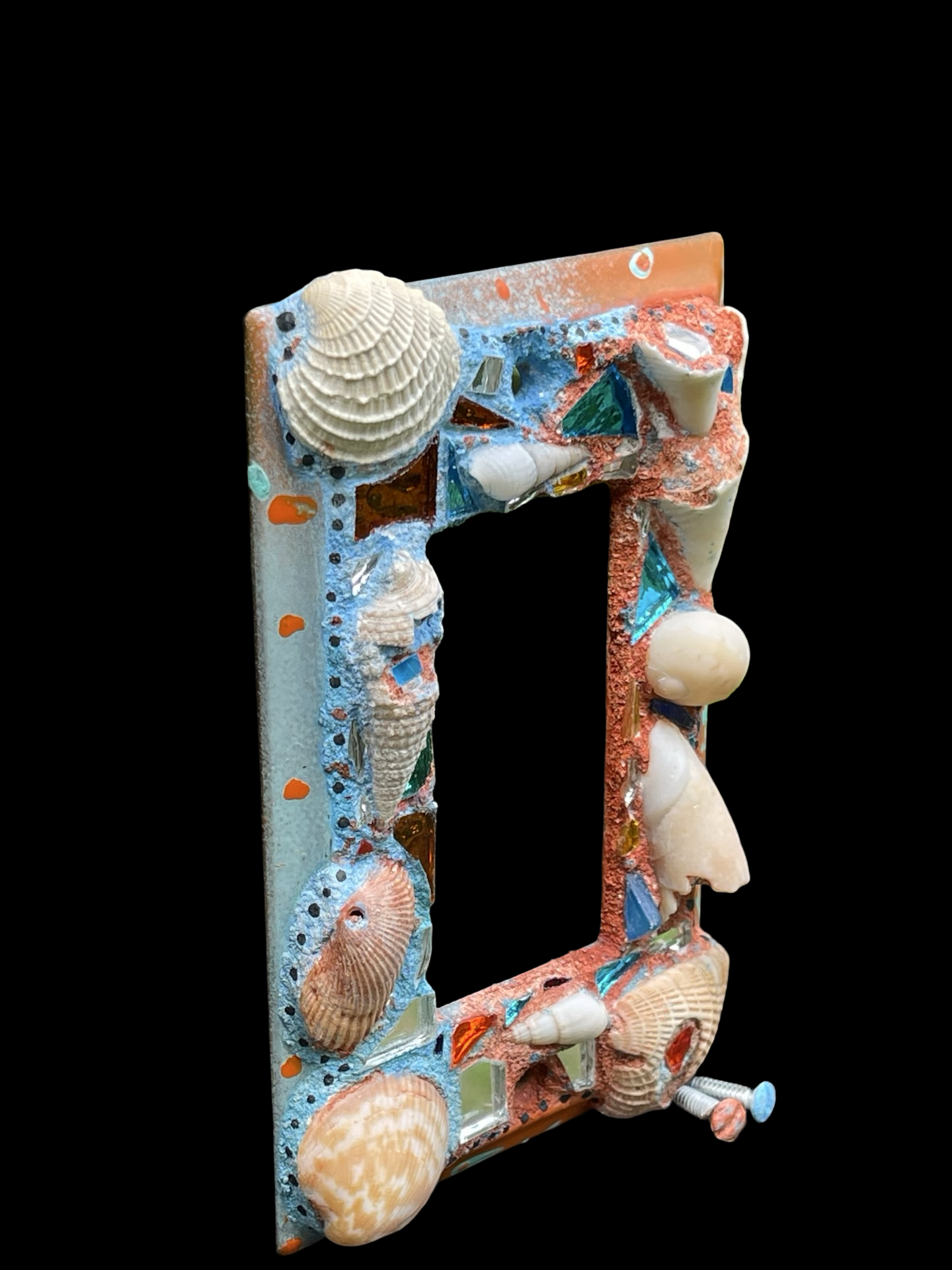 Beach chic sea shell covered single rocker light switch cover
