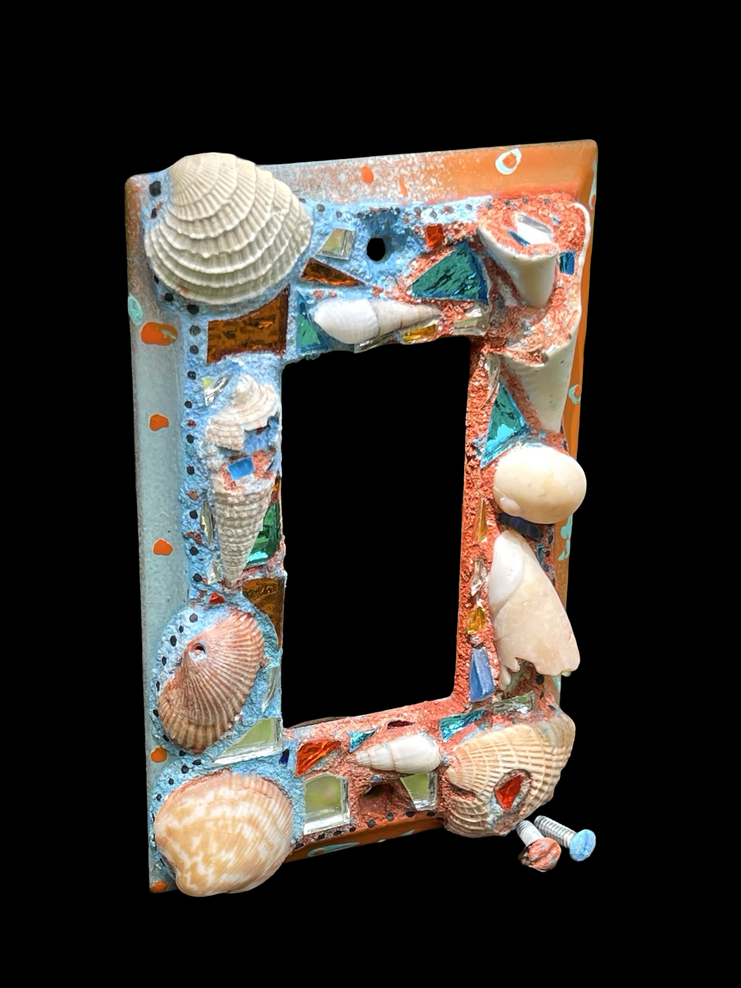 Beach chic sea shell covered single rocker light switch cover