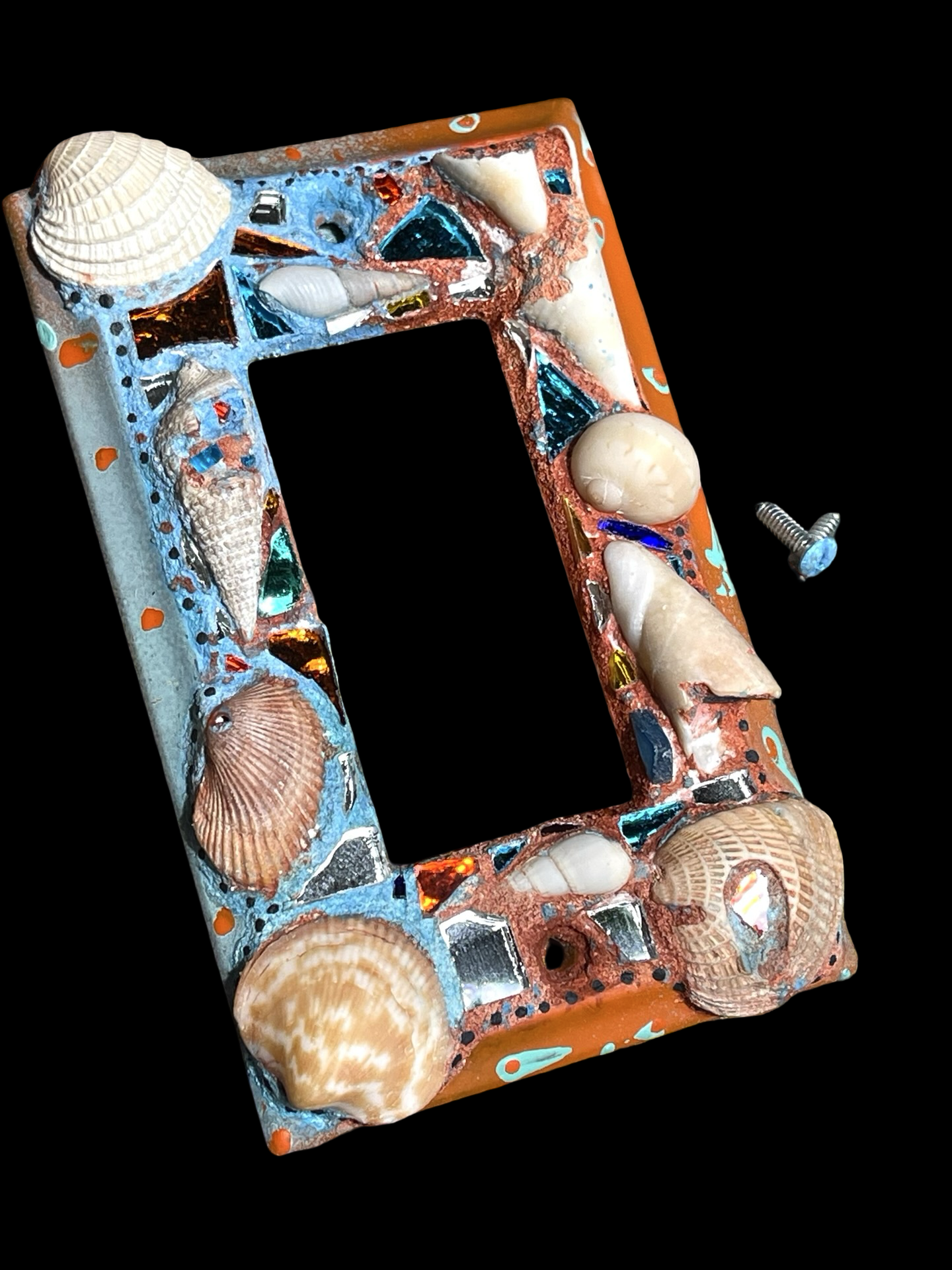 Beach chic sea shell covered single rocker light switch cover