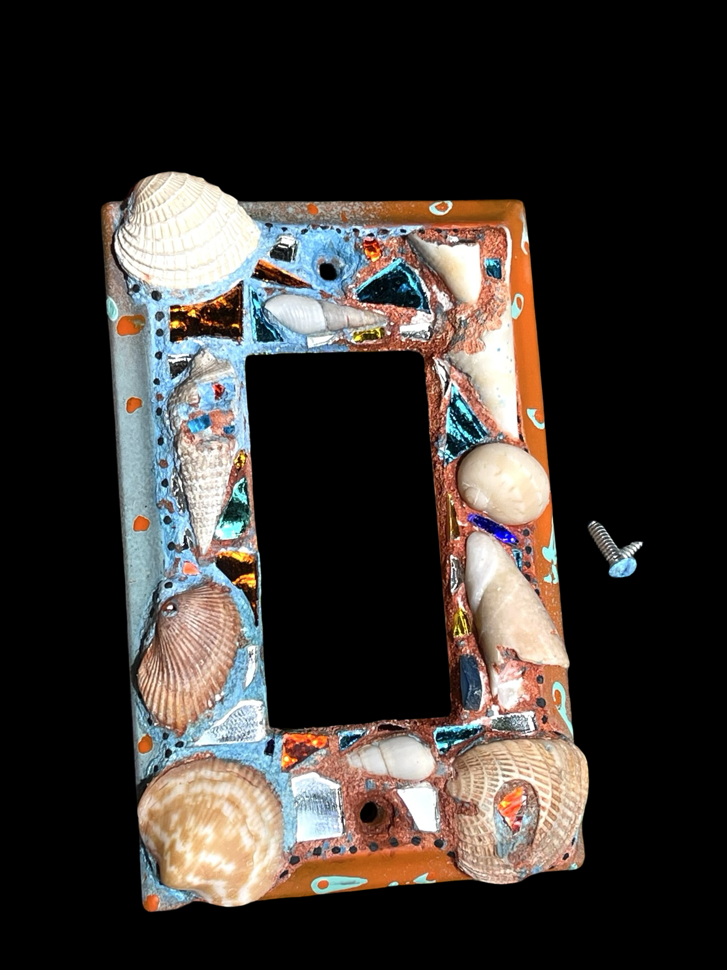 Beach chic sea shell covered single rocker light switch cover