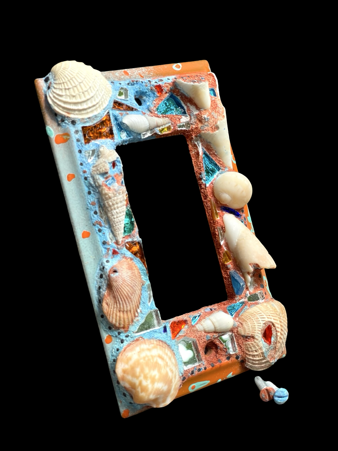 Beach chic sea shell covered single rocker light switch cover