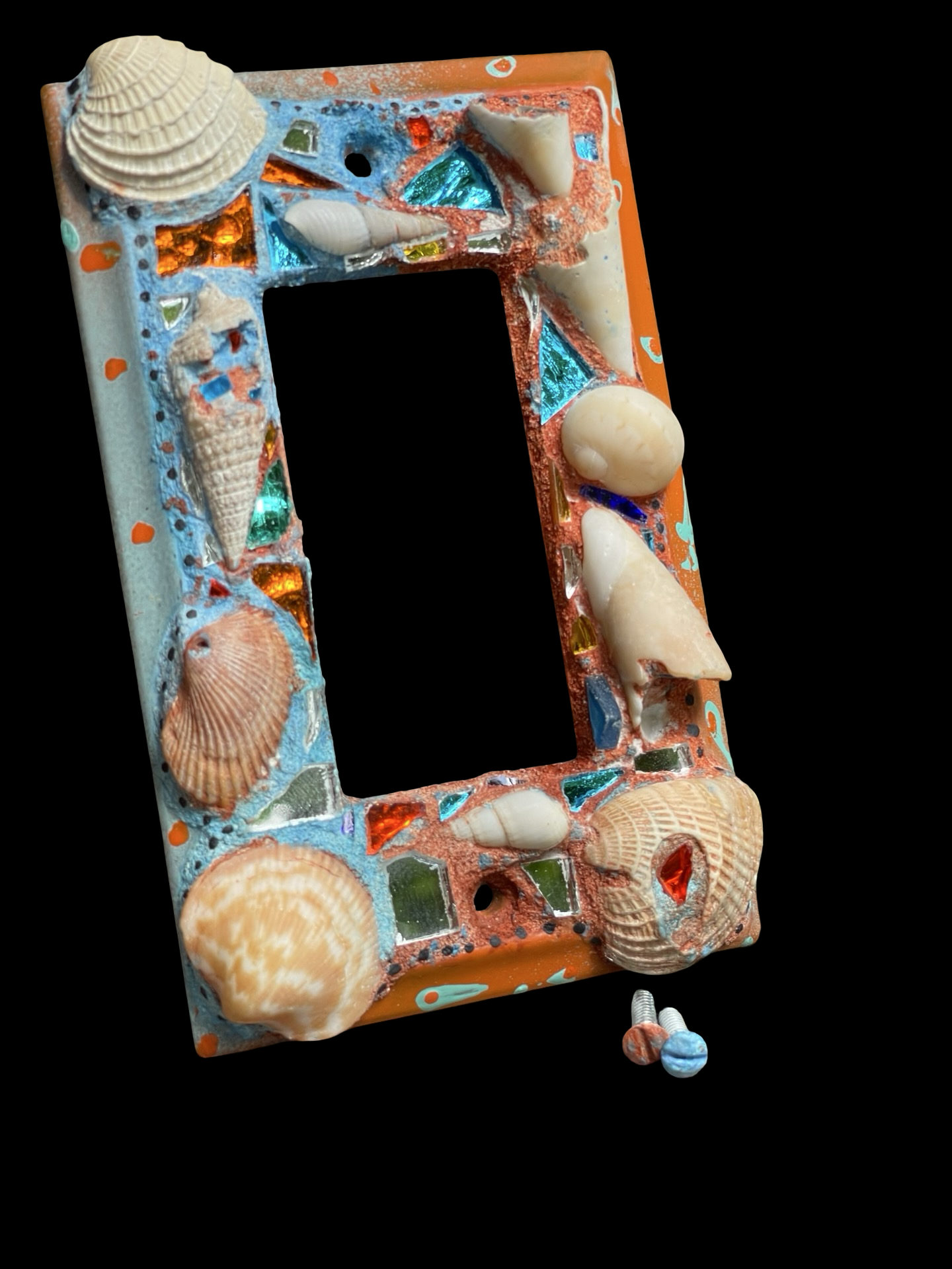 Beach chic sea shell covered single rocker light switch cover