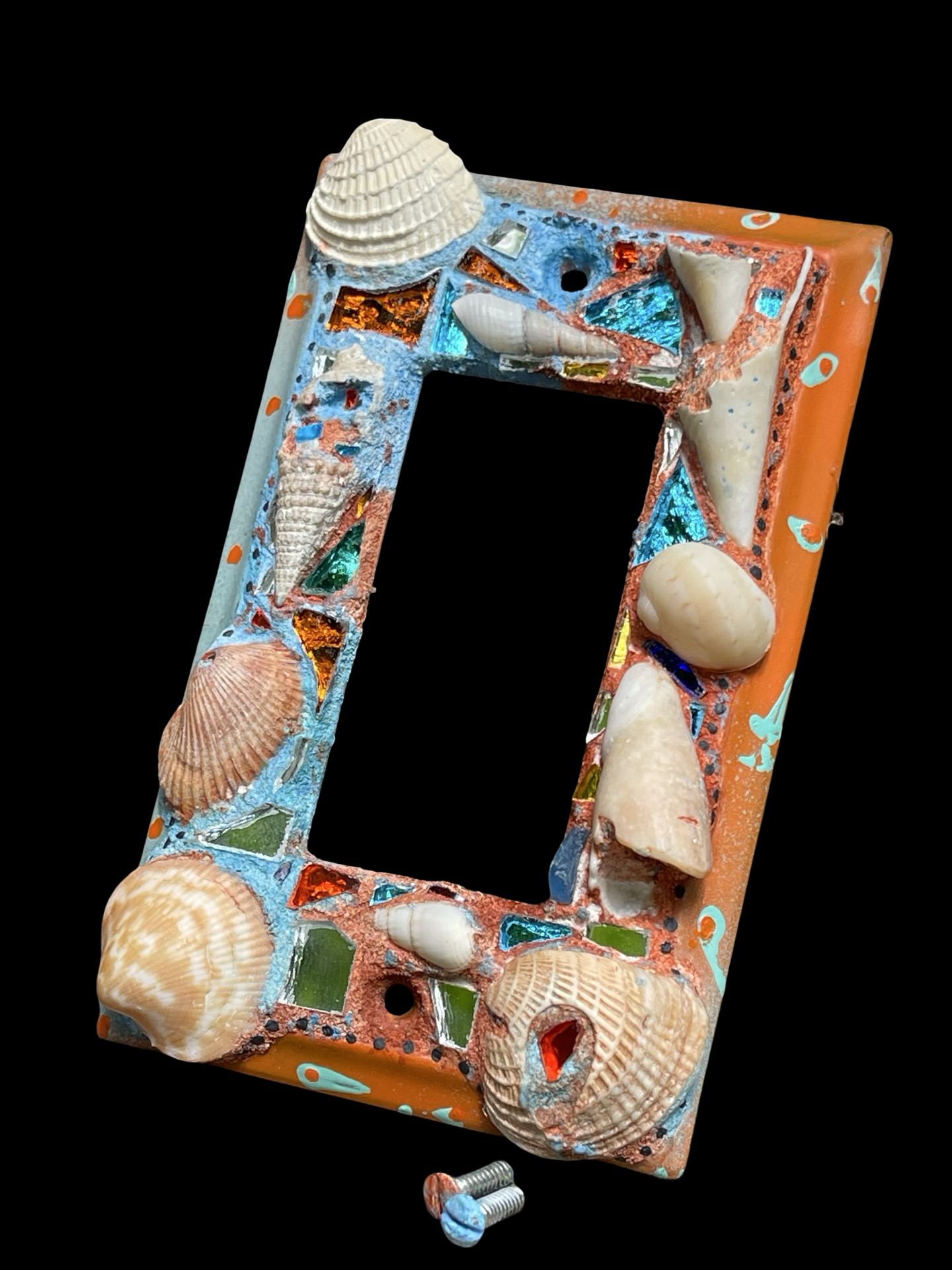 Beach chic sea shell covered single rocker light switch cover