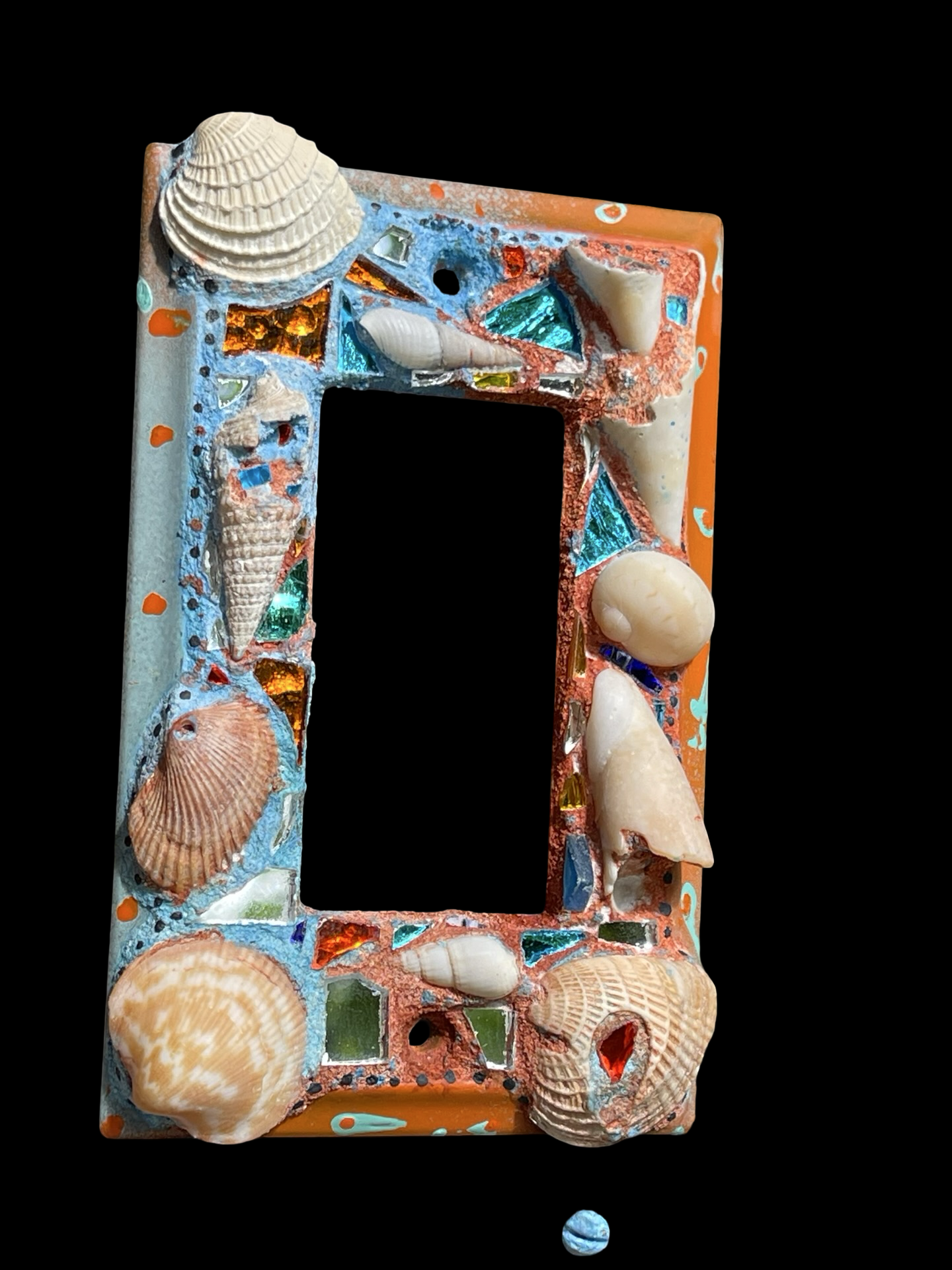 Beach chic sea shell covered single rocker light switch cover