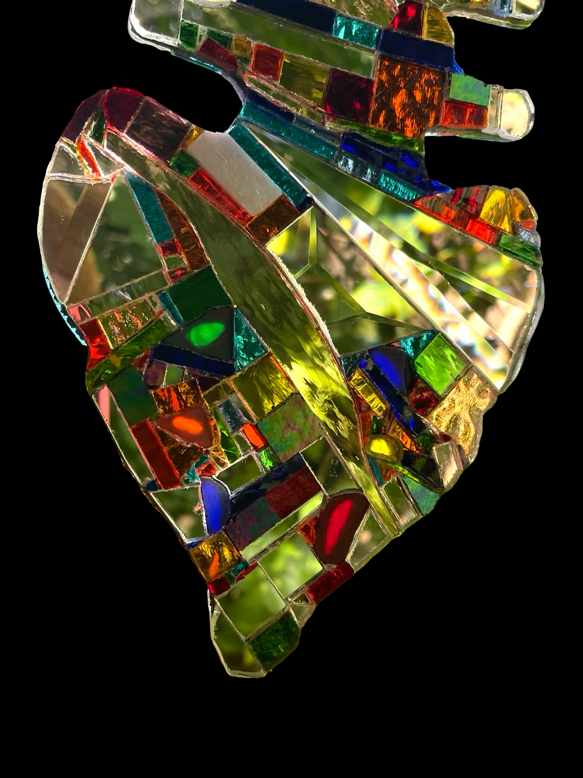 Human spine mirror mosaic sun catcher, stunning groutless sparkling patchwork