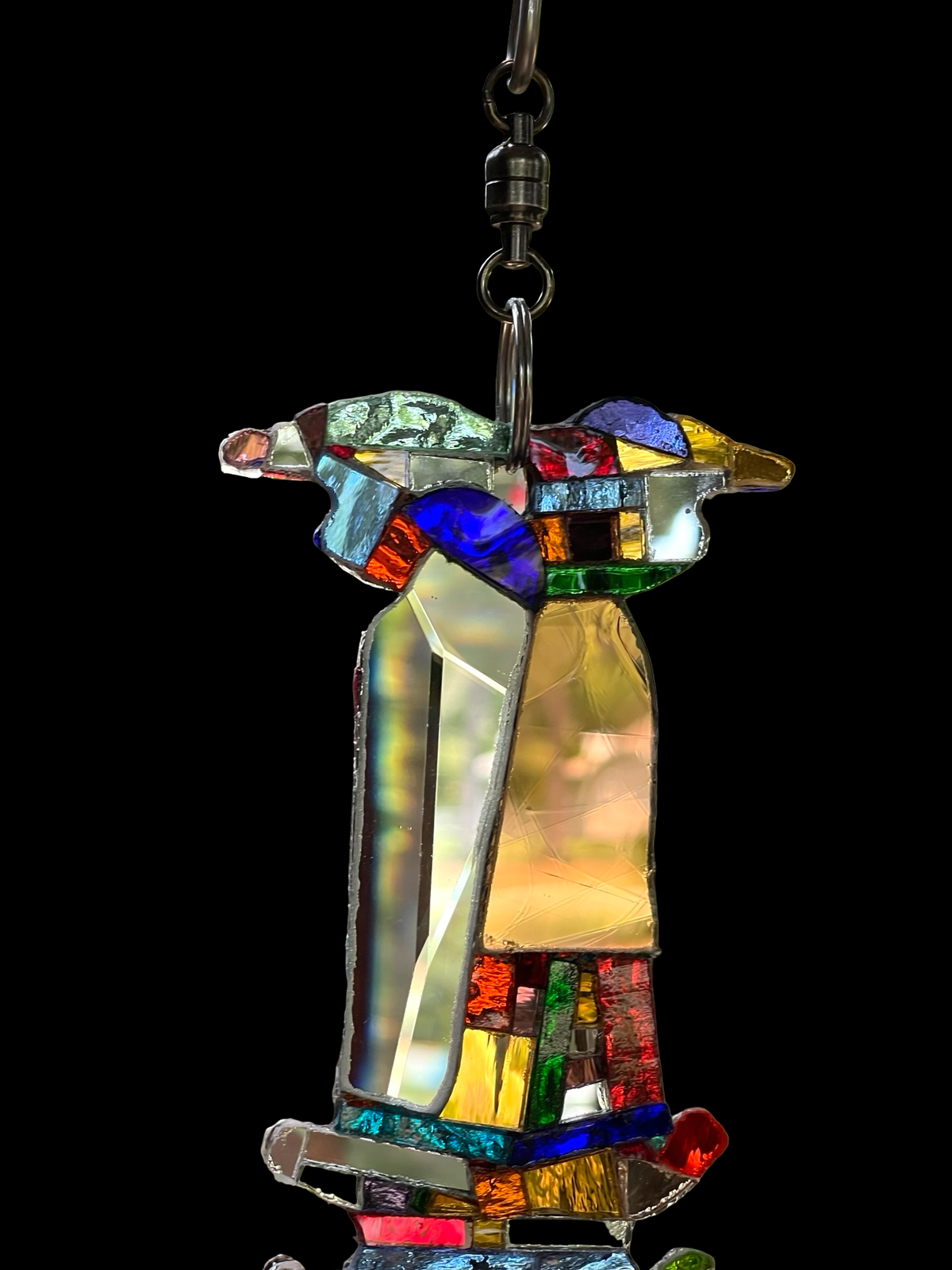 Human spine mirror mosaic sun catcher, stunning groutless sparkling patchwork