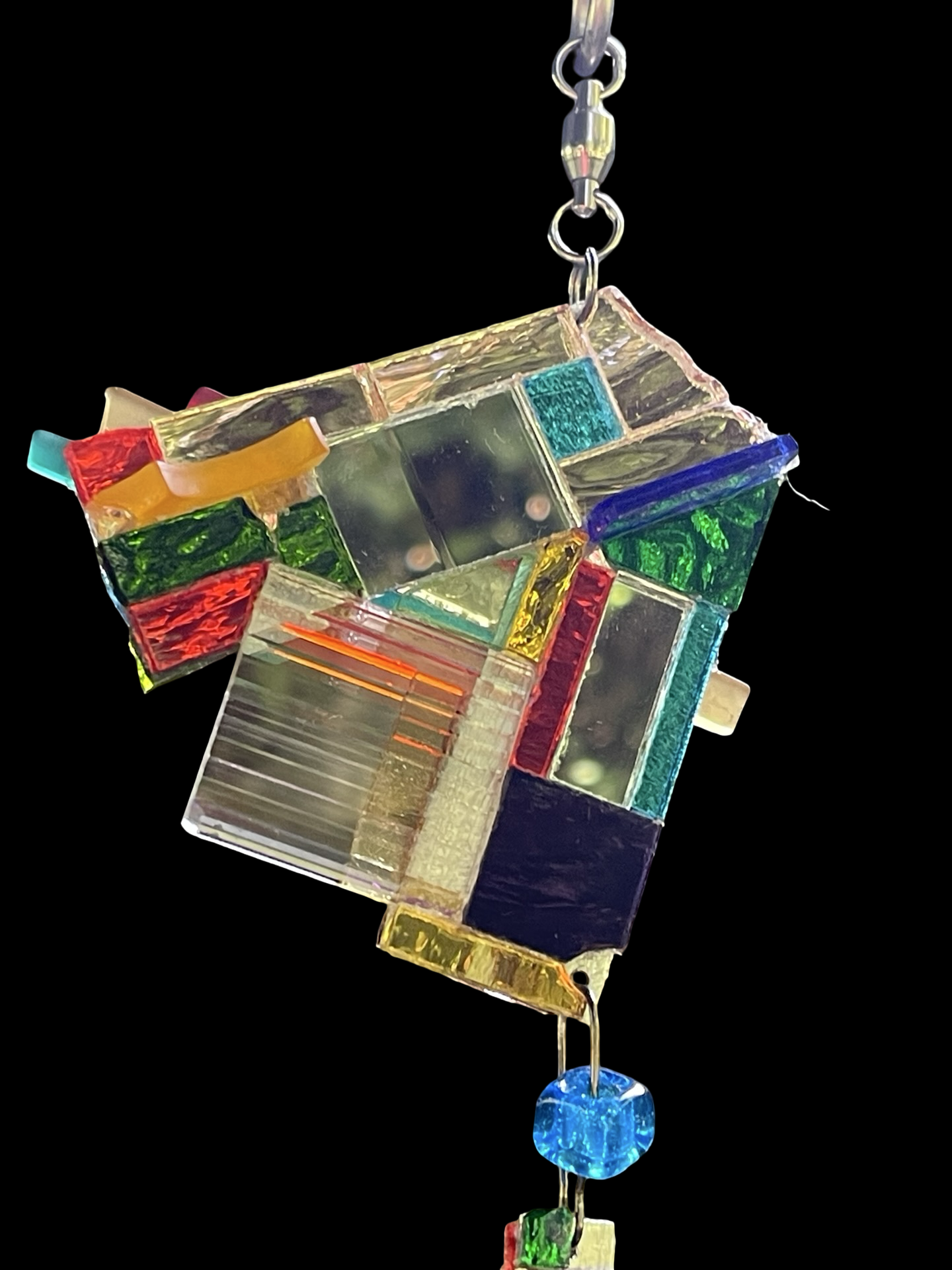 Long sun chain with mirror mosaics, colored glass, prism