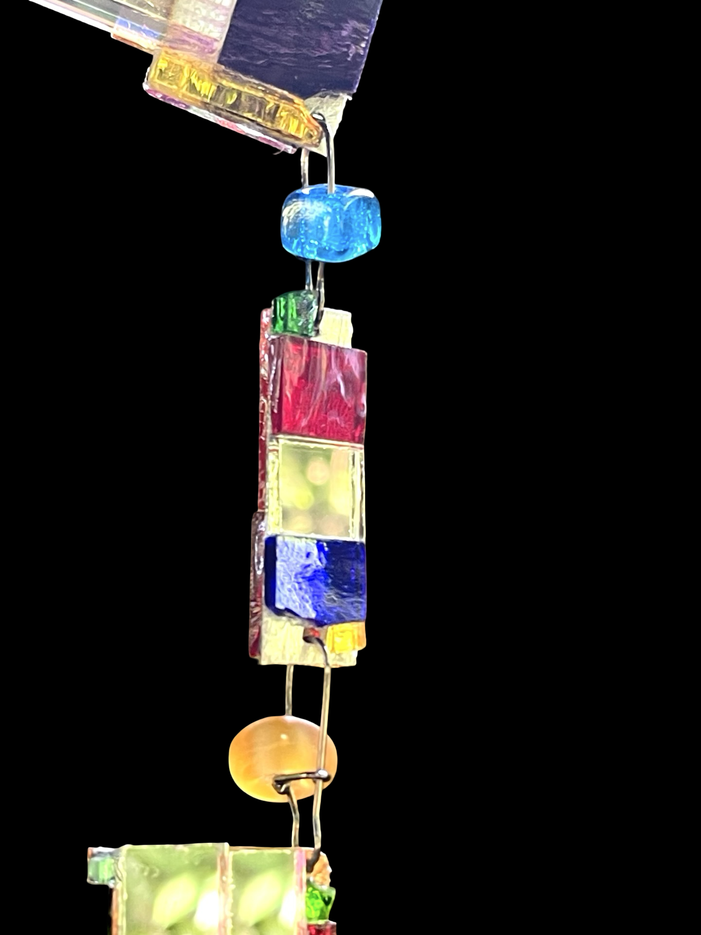 Long sun chain with mirror mosaics, colored glass, prism