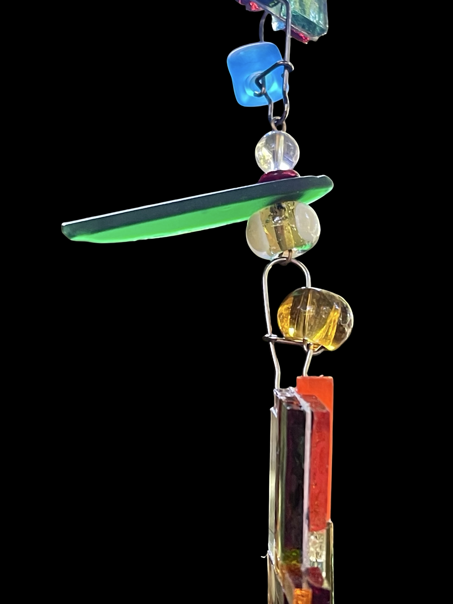 Long sun chain with mirror mosaics, colored glass, prism