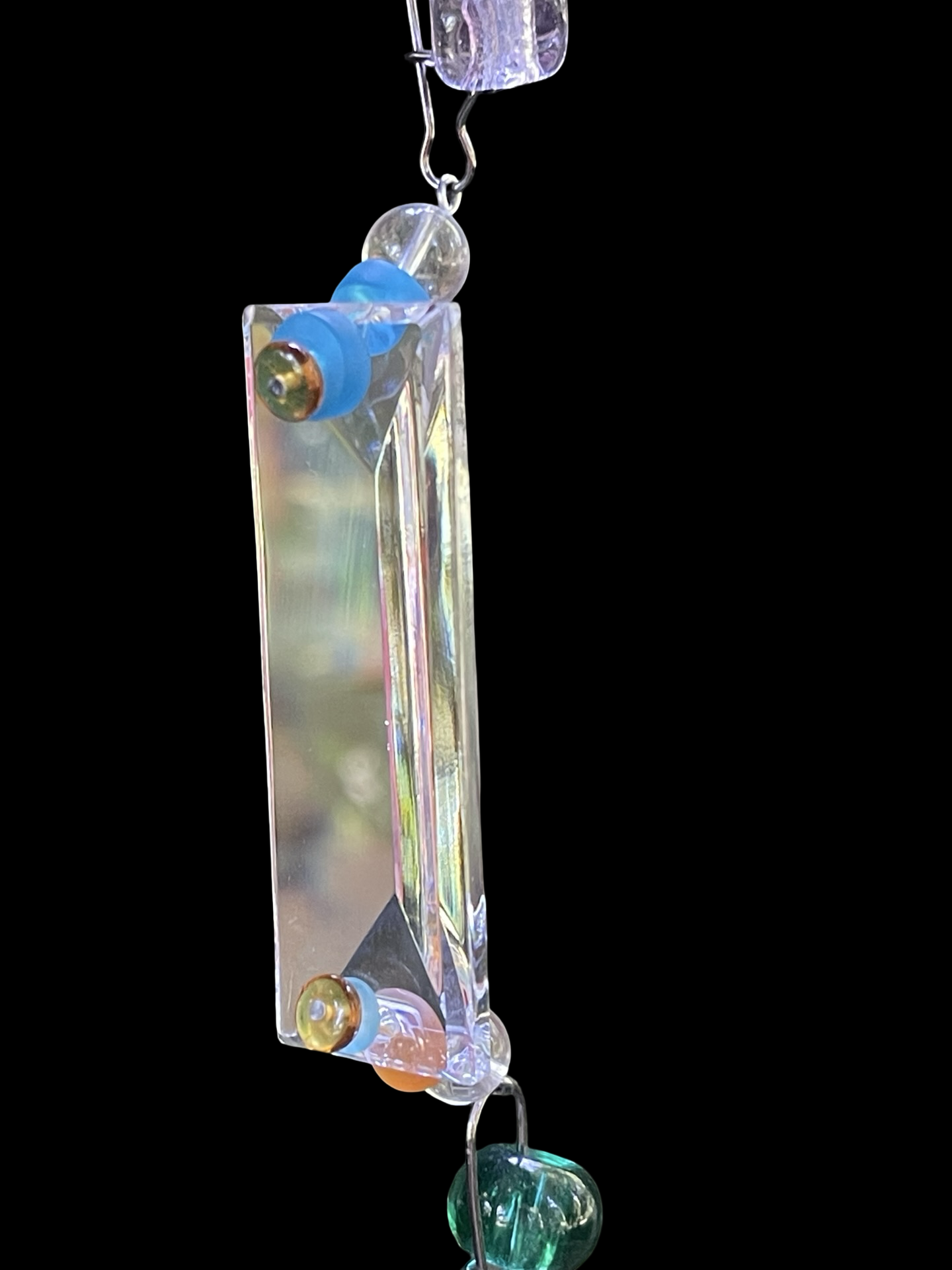 Long sun chain with mirror mosaics, colored glass, prism