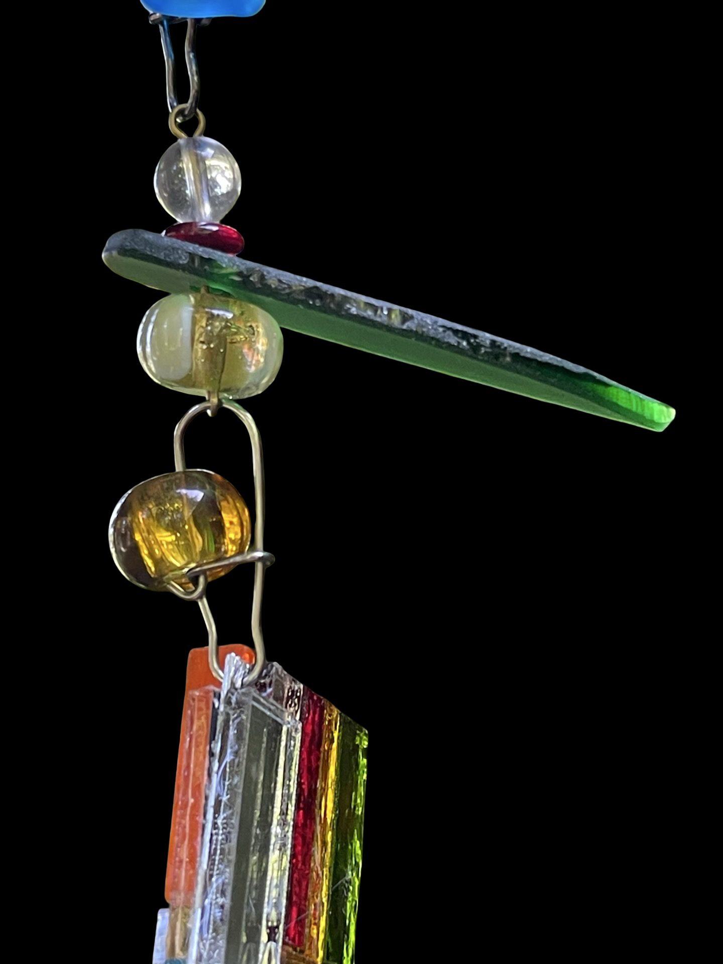 Long sun chain with mirror mosaics, colored glass, prism