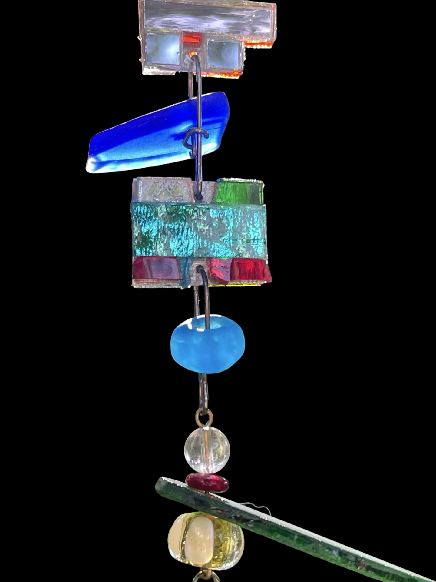 Long sun chain with mirror mosaics, colored glass, prism