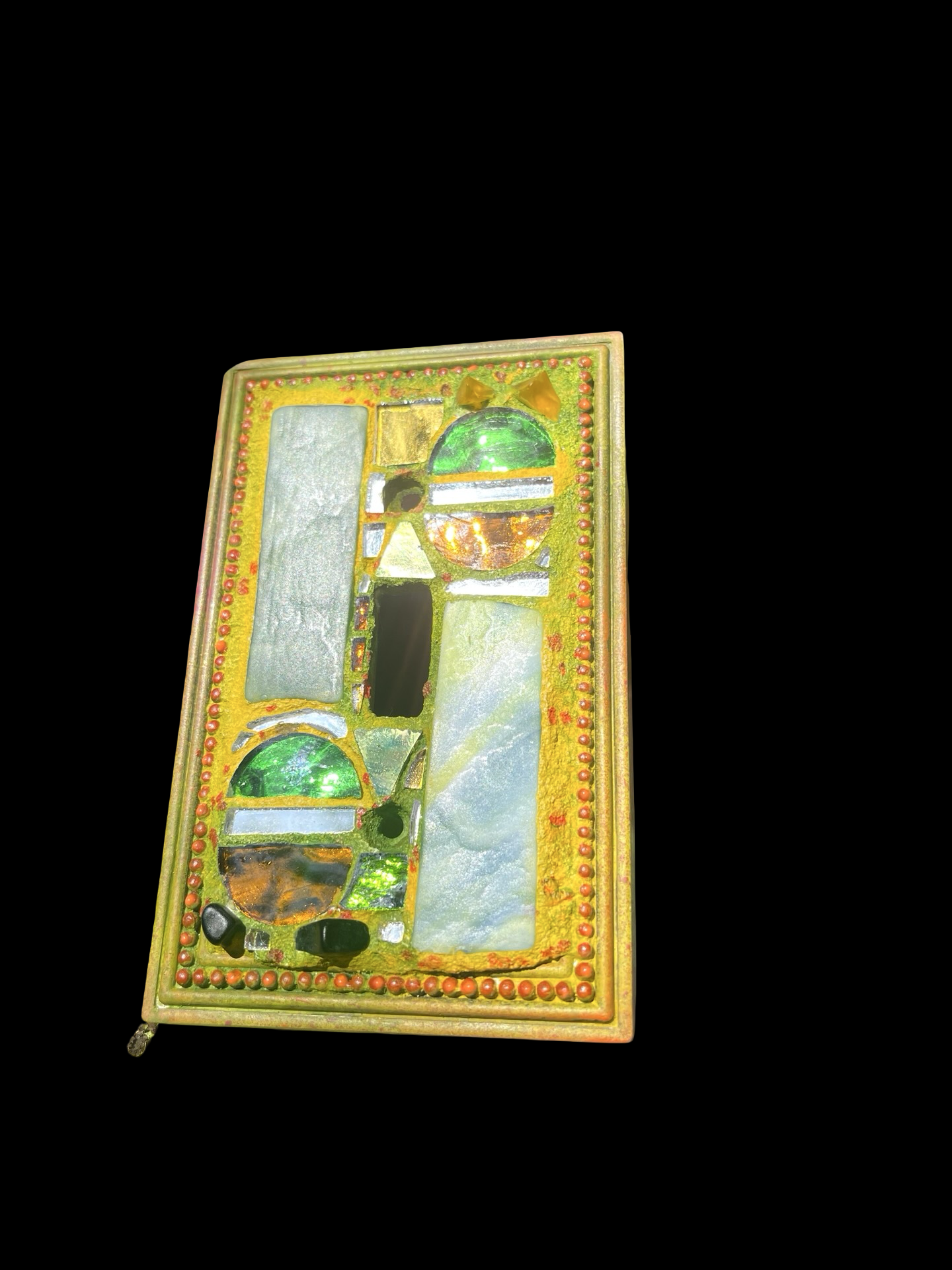 Single toggle mosaic light switch cover, beautiful vintage glass and mirror bits