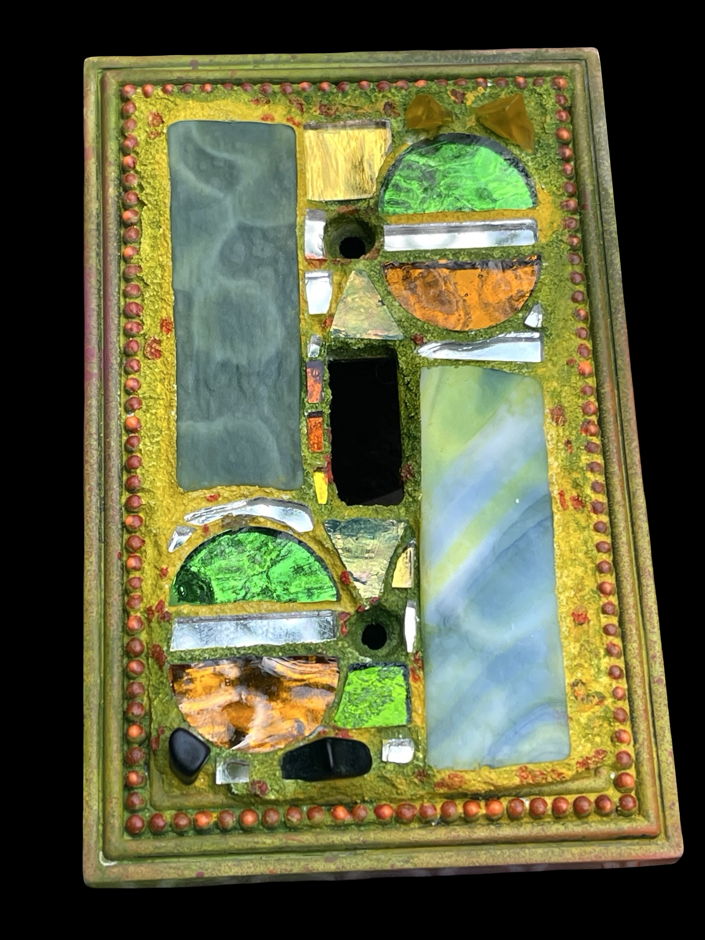 Single toggle mosaic light switch cover, beautiful vintage glass and mirror bits