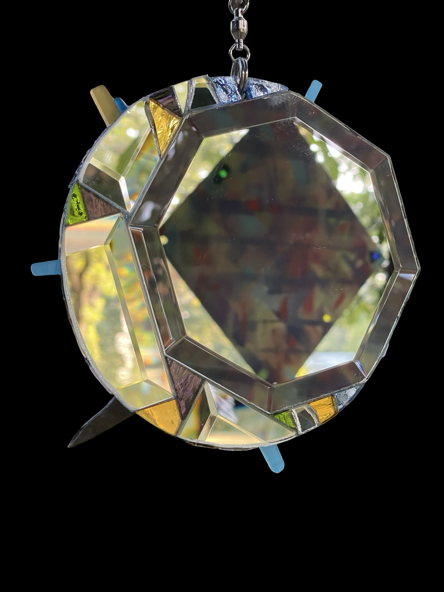 Celestial circle mirror mosaic sun catcher