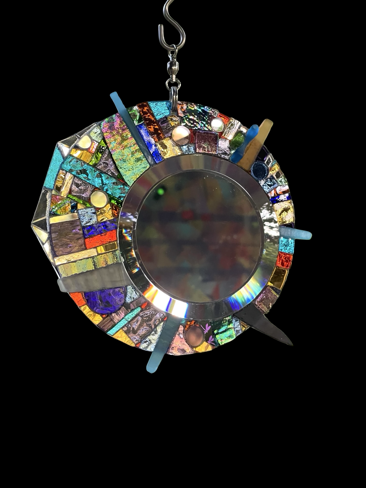 Celestial circle mirror mosaic sun catcher