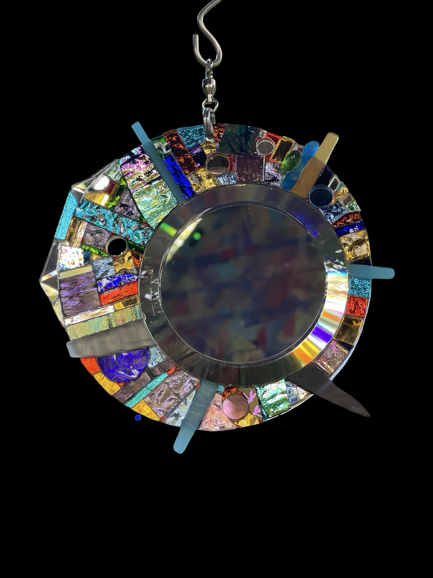 Celestial circle mirror mosaic sun catcher