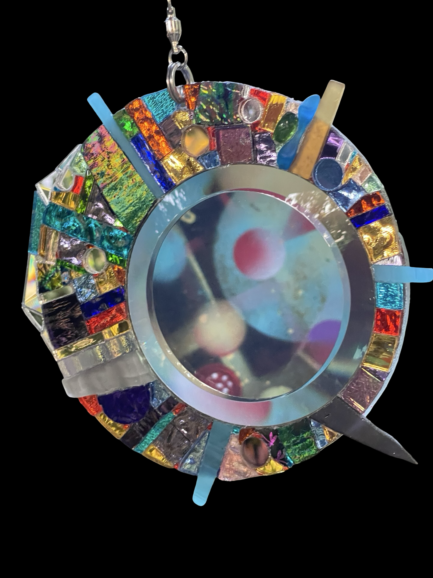 Celestial circle mirror mosaic sun catcher