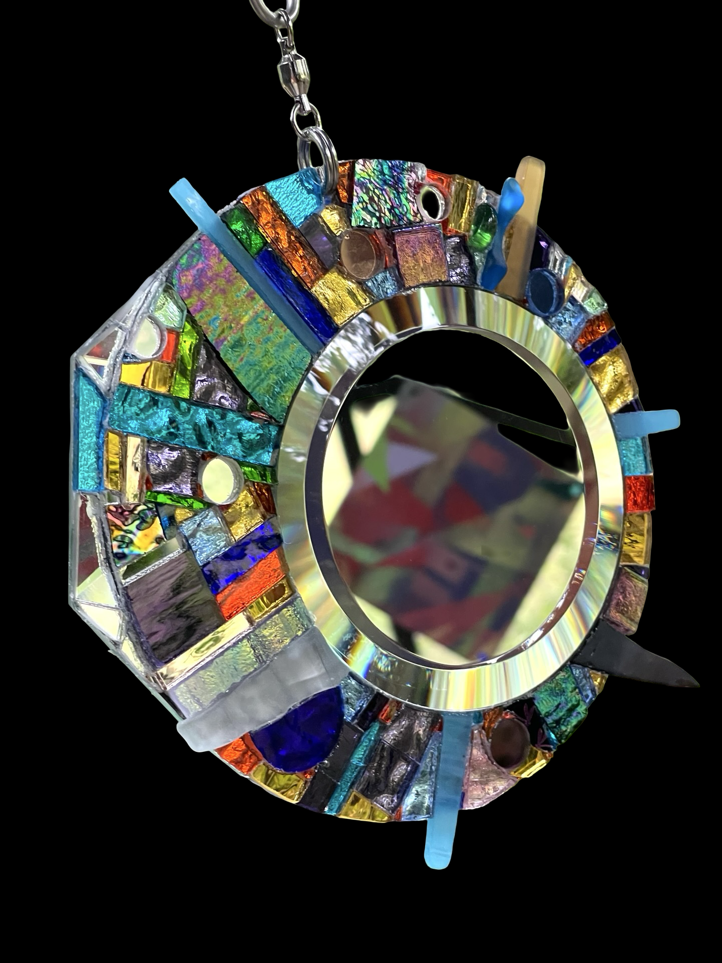 Celestial circle mirror mosaic sun catcher