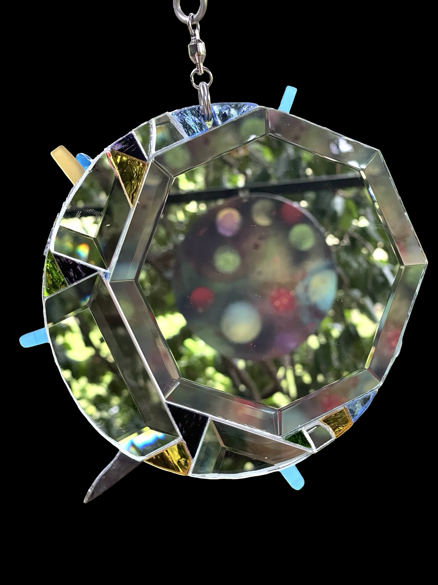 Celestial circle mirror mosaic sun catcher
