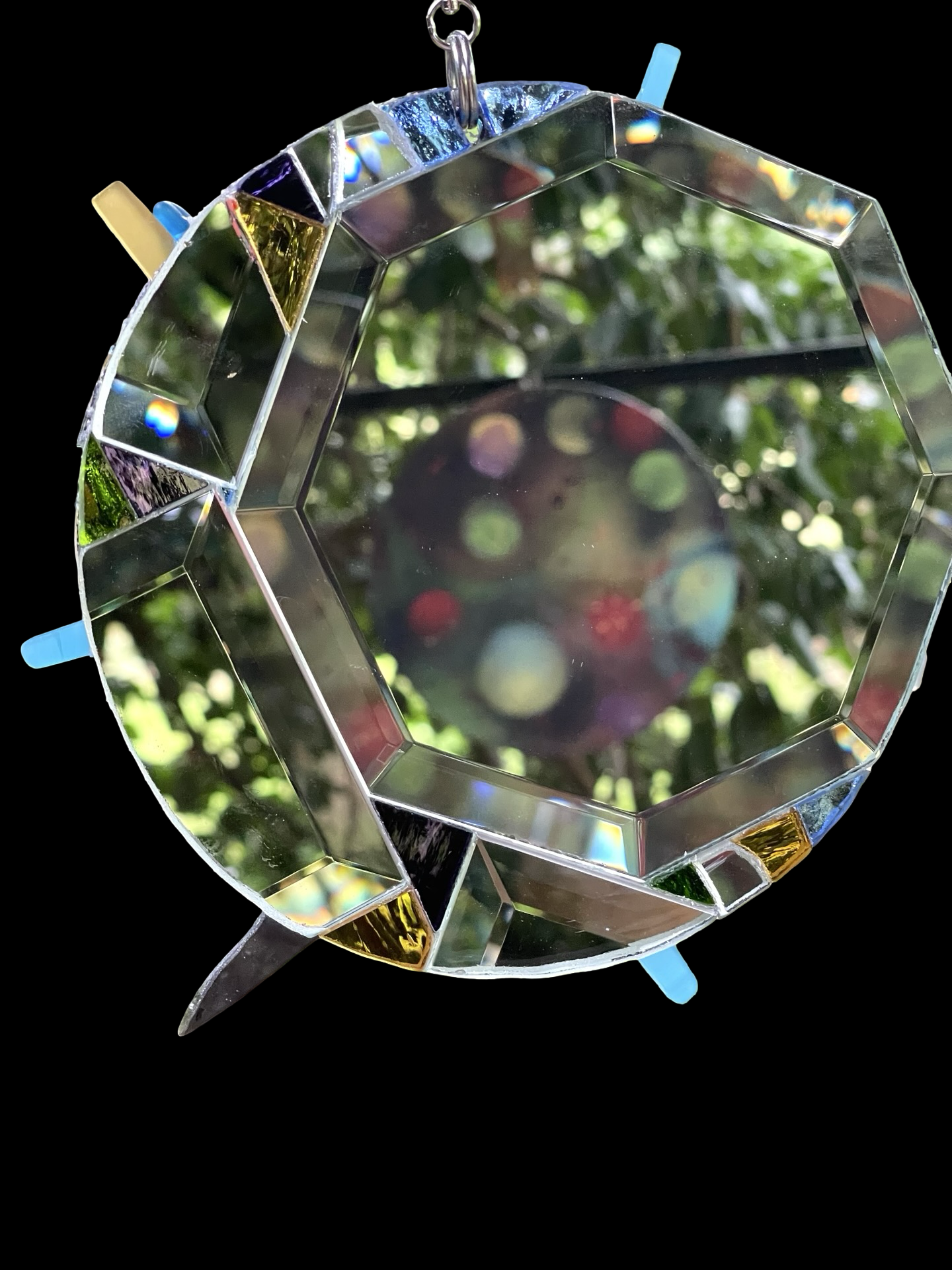 Celestial circle mirror mosaic sun catcher