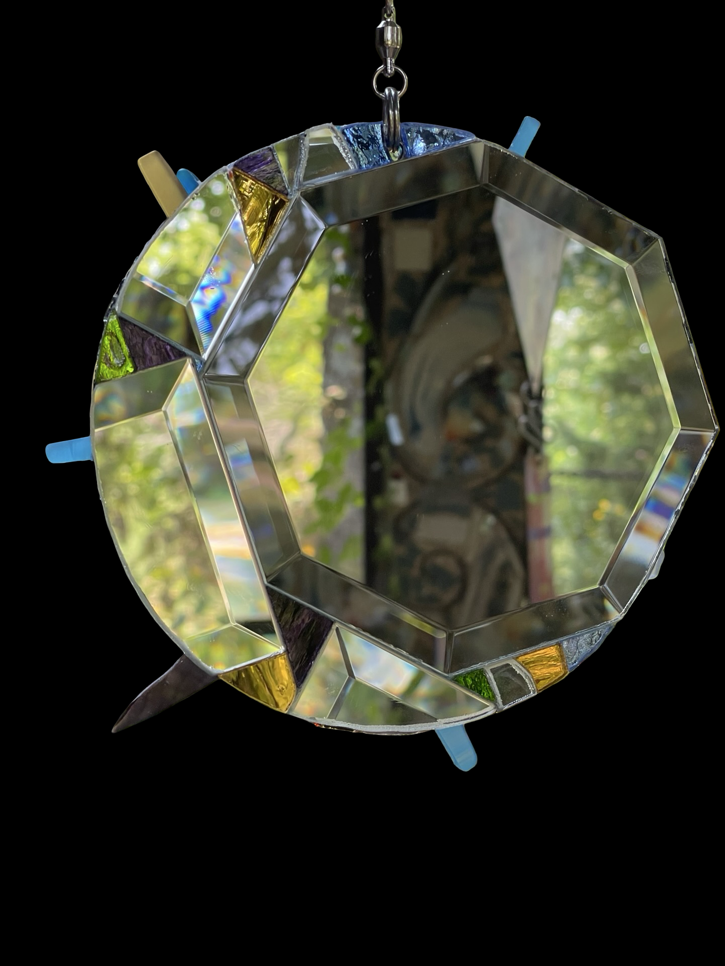 Celestial circle mirror mosaic sun catcher