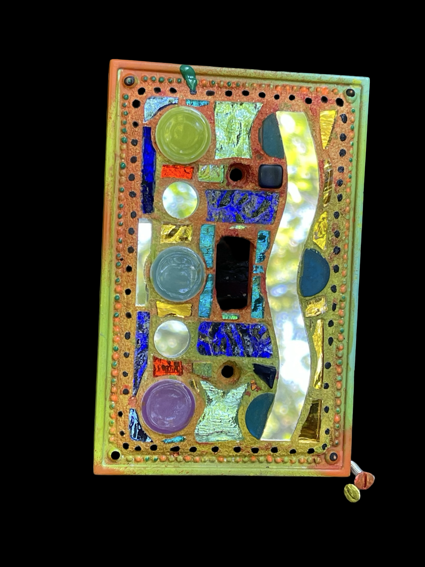 Single toggle water blue mirror mosaic light switch cover as wall art