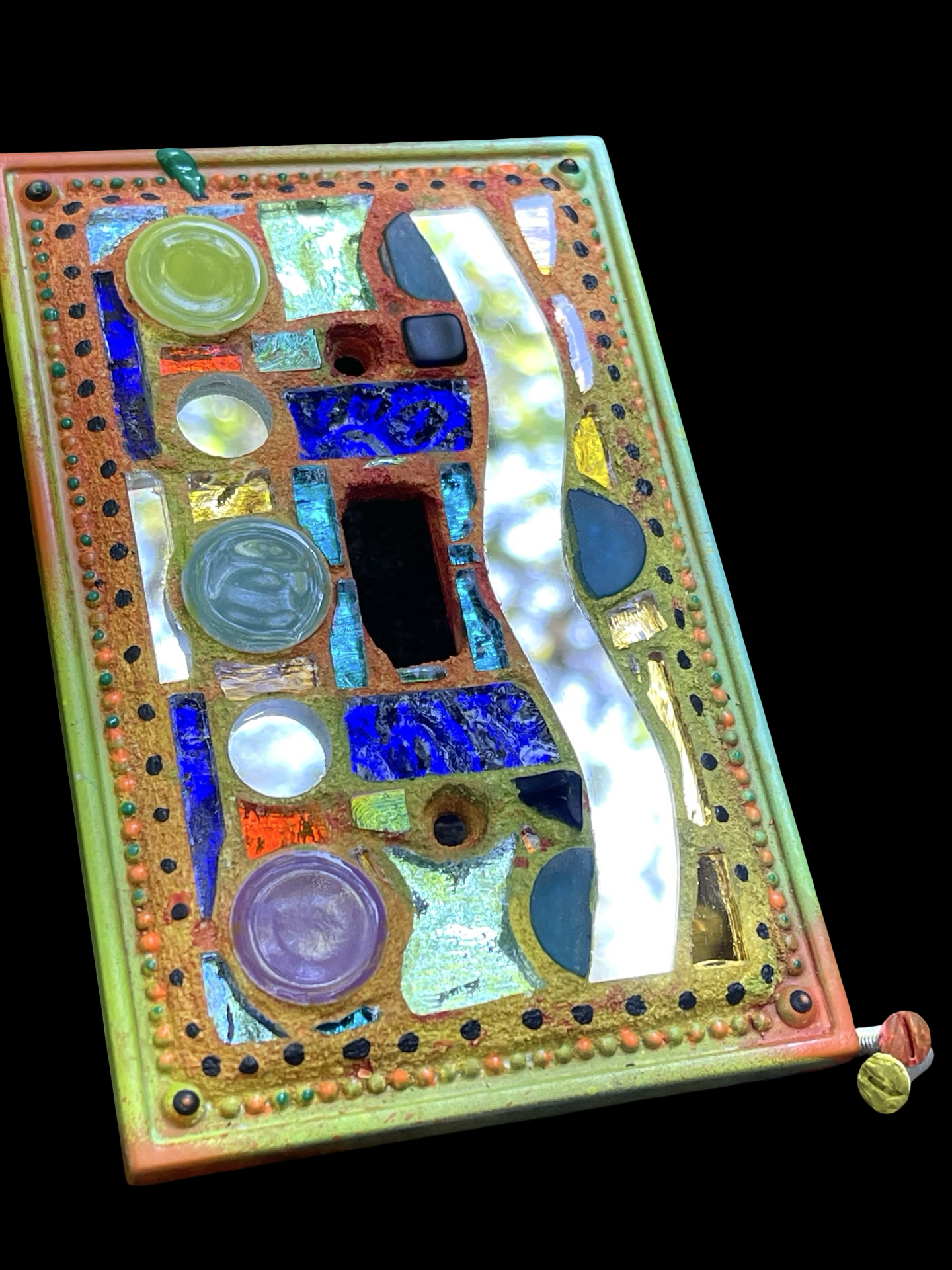 Single toggle water blue mirror mosaic light switch cover as wall art