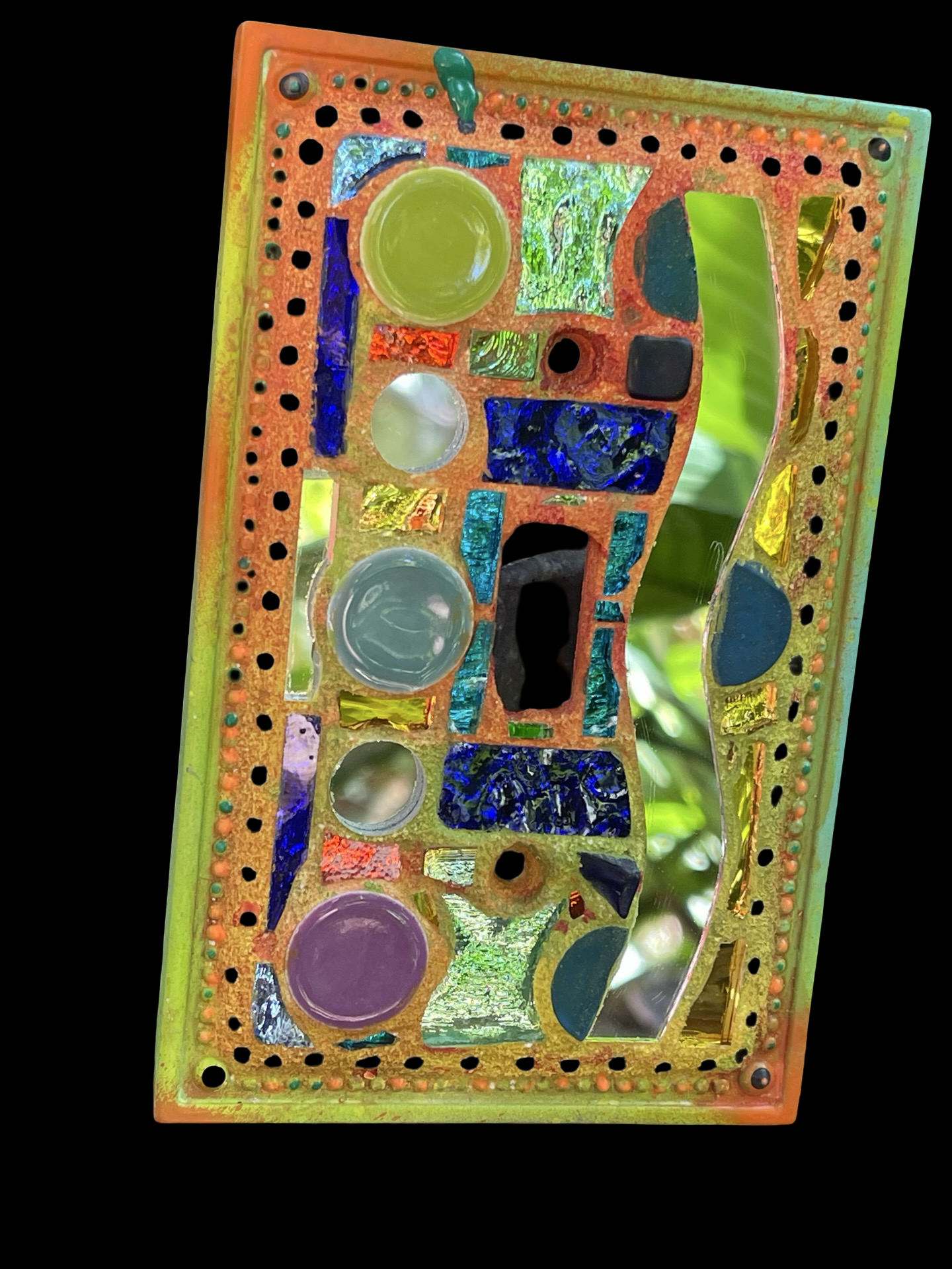 Single toggle water blue mirror mosaic light switch cover as wall art