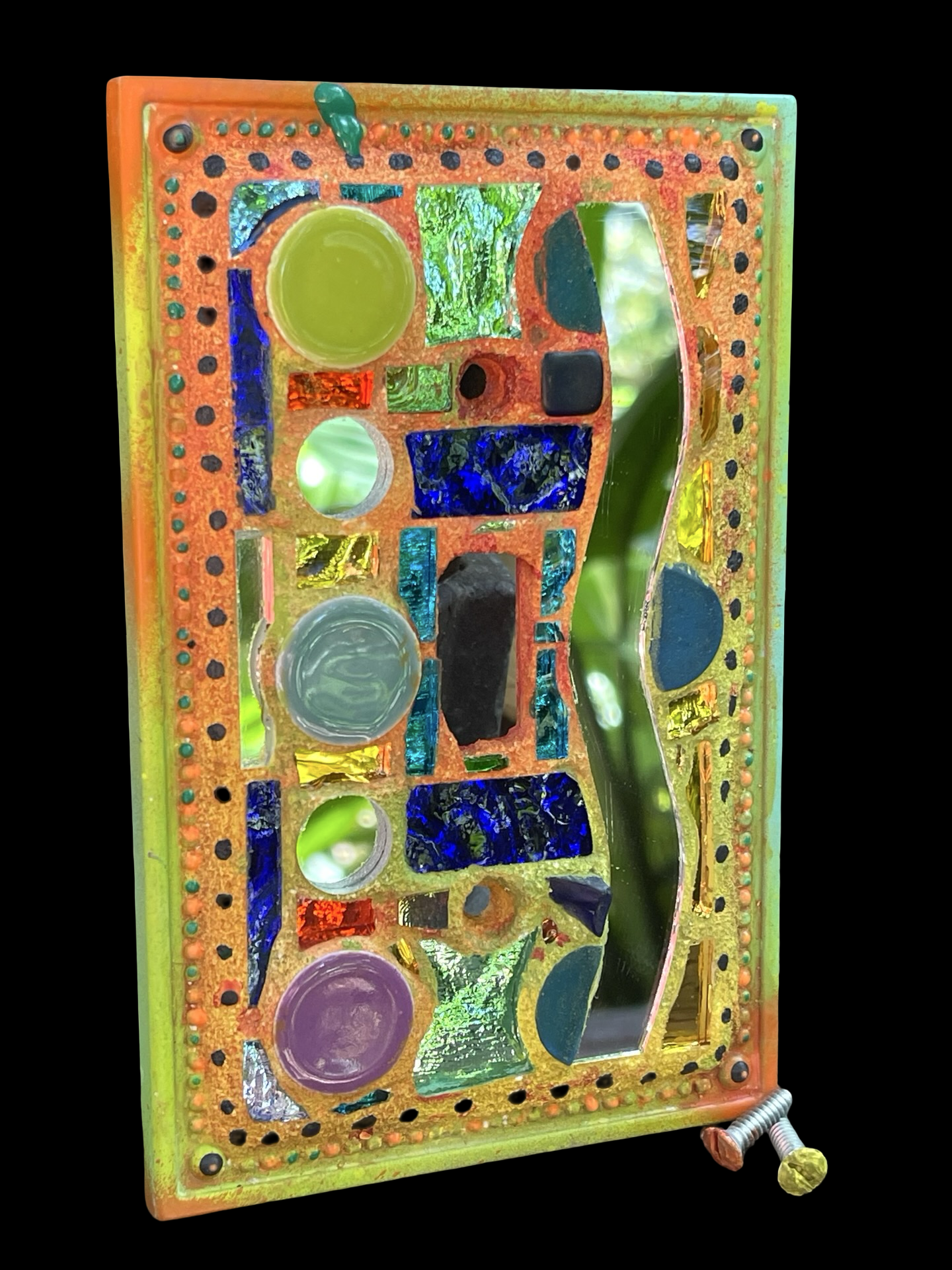Single toggle water blue mirror mosaic light switch cover as wall art