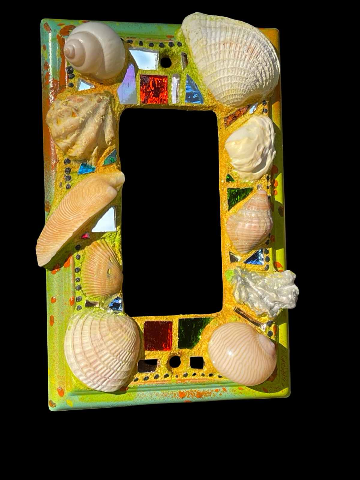 Sea shell single rocker light switch cover, beach wall art