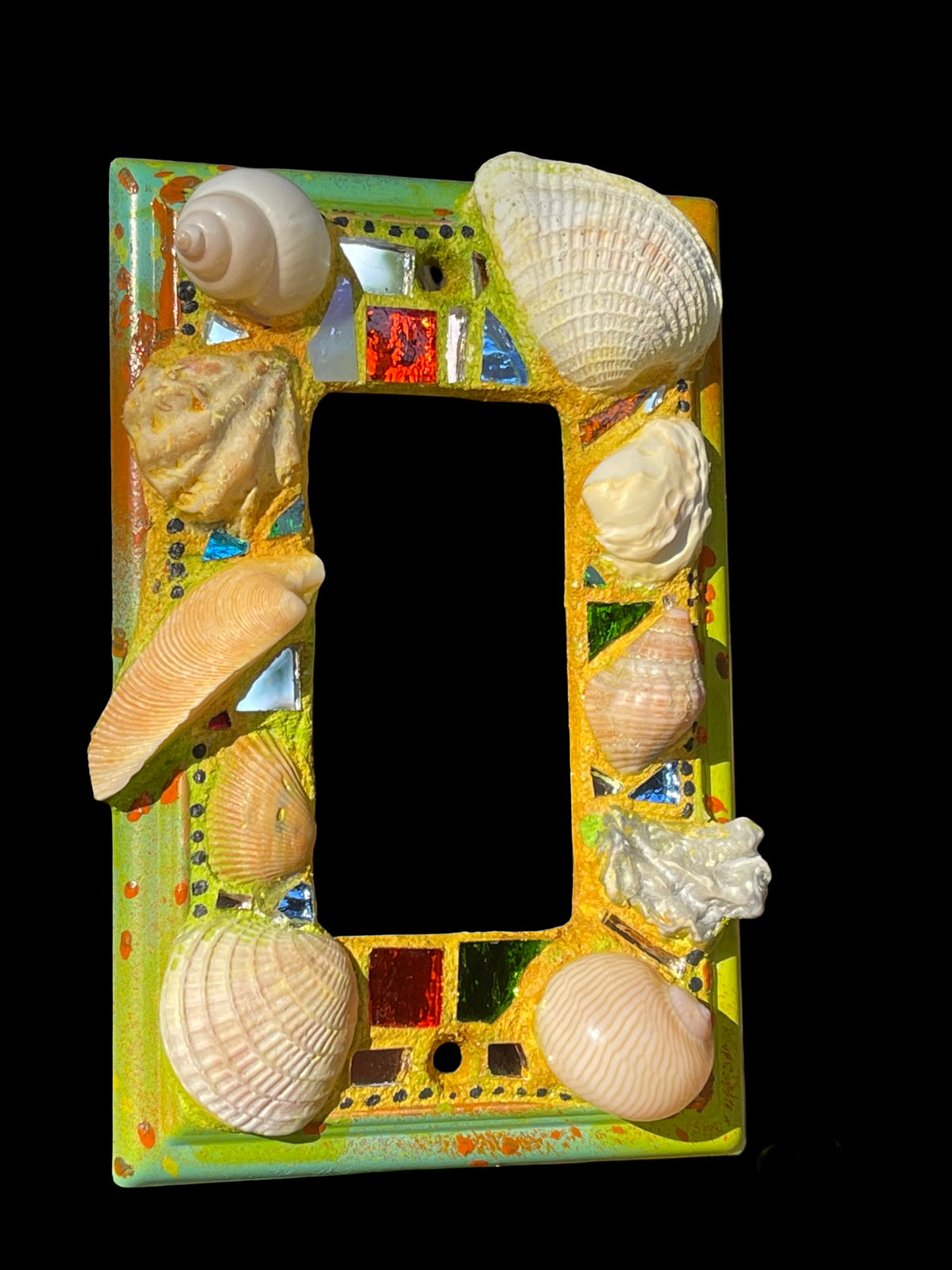 Sea shell single rocker light switch cover, beach wall art