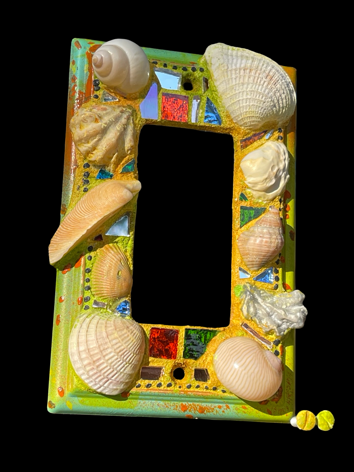 Sea shell single rocker light switch cover, beach wall art