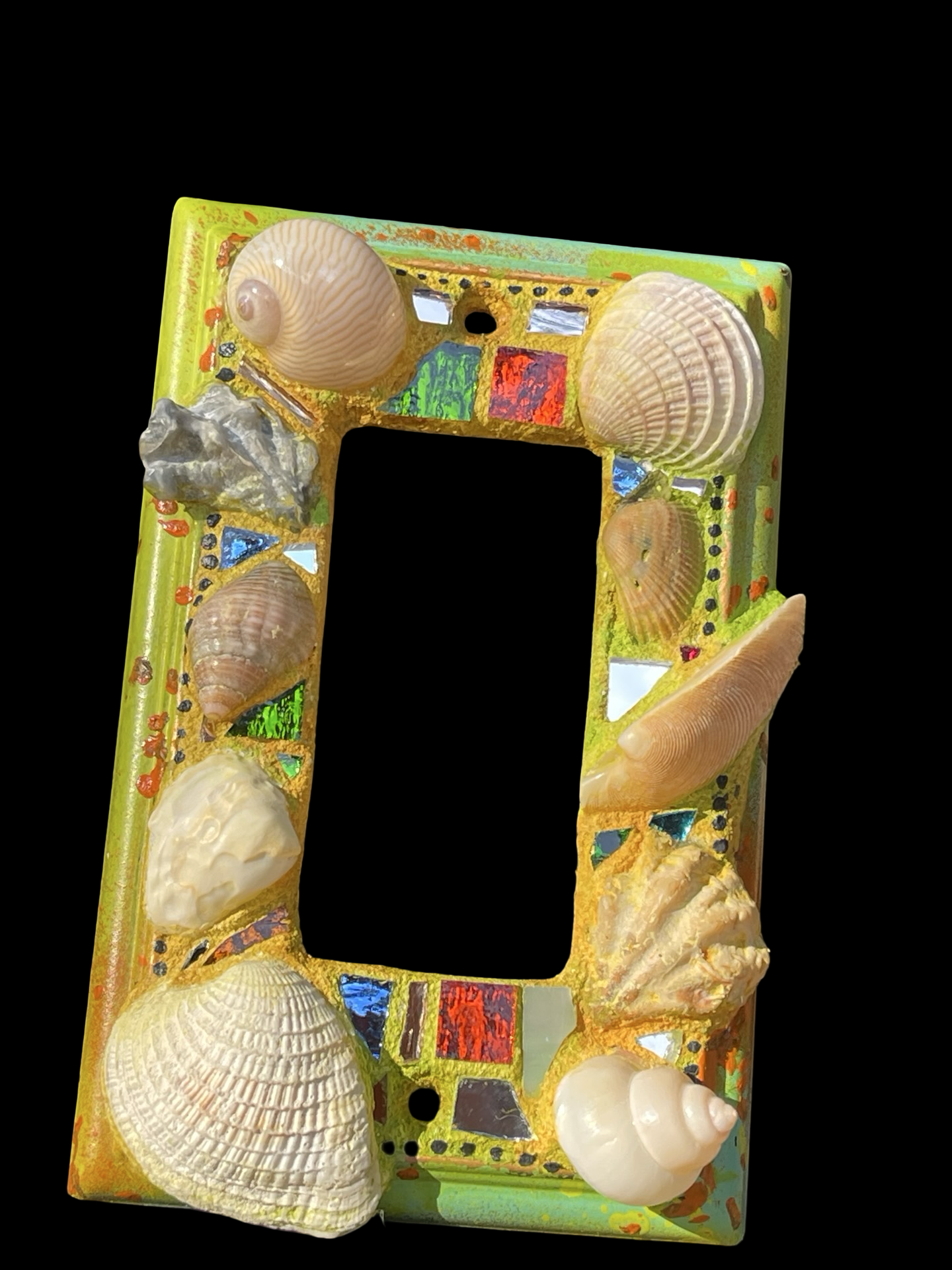Sea shell single rocker light switch cover, beach wall art