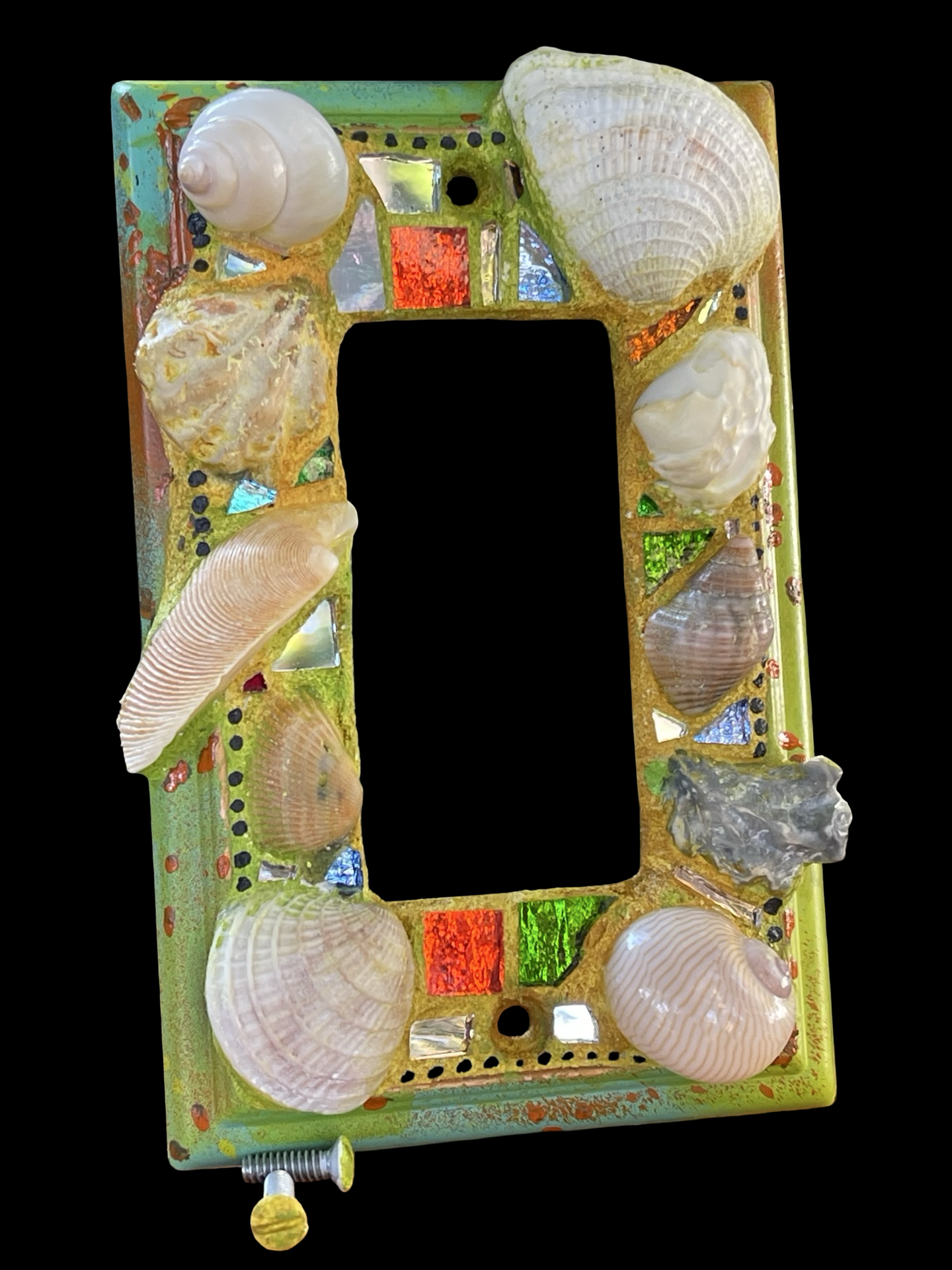 Sea shell single rocker light switch cover, beach wall art