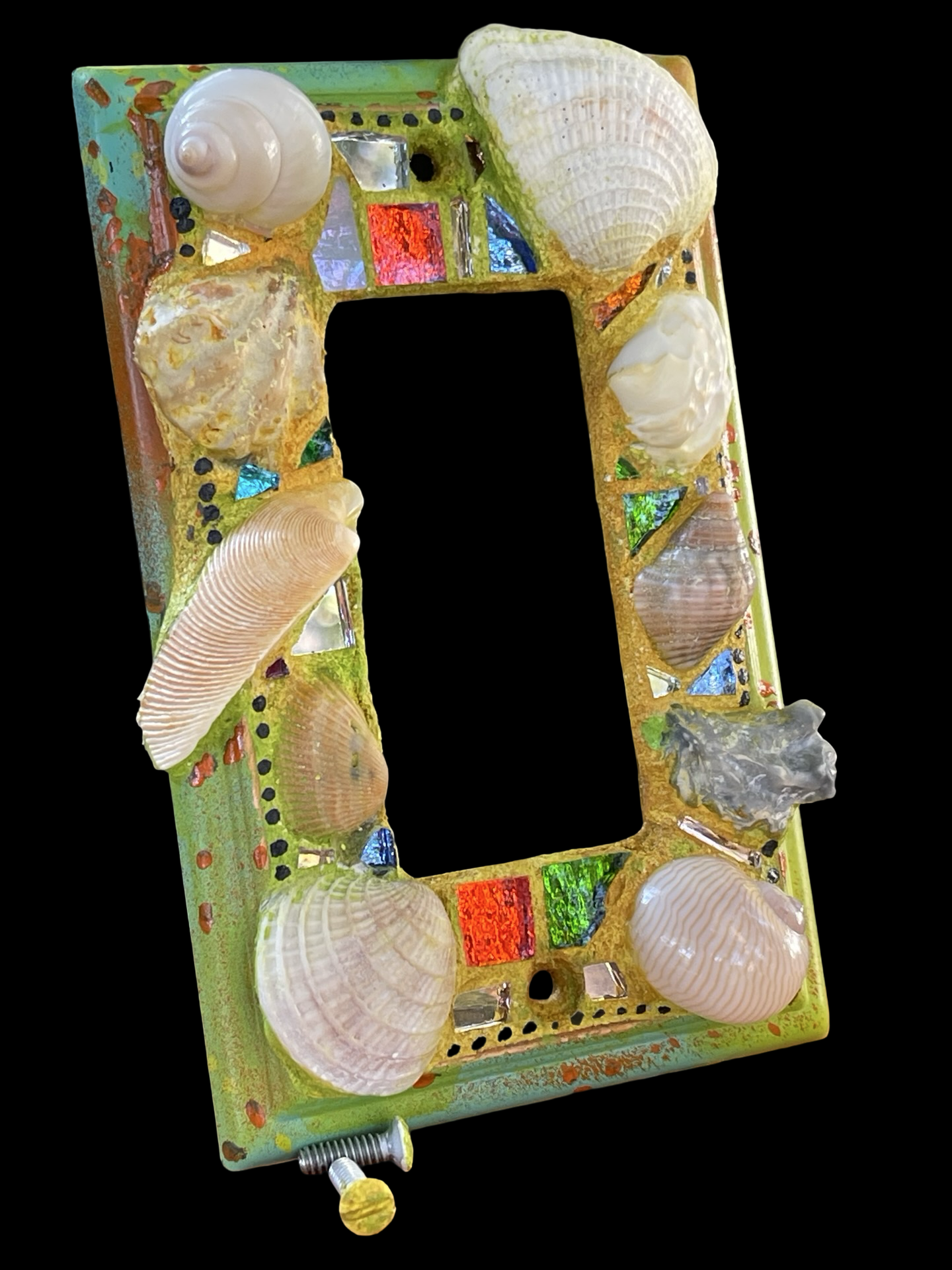 Sea shell single rocker light switch cover, beach wall art