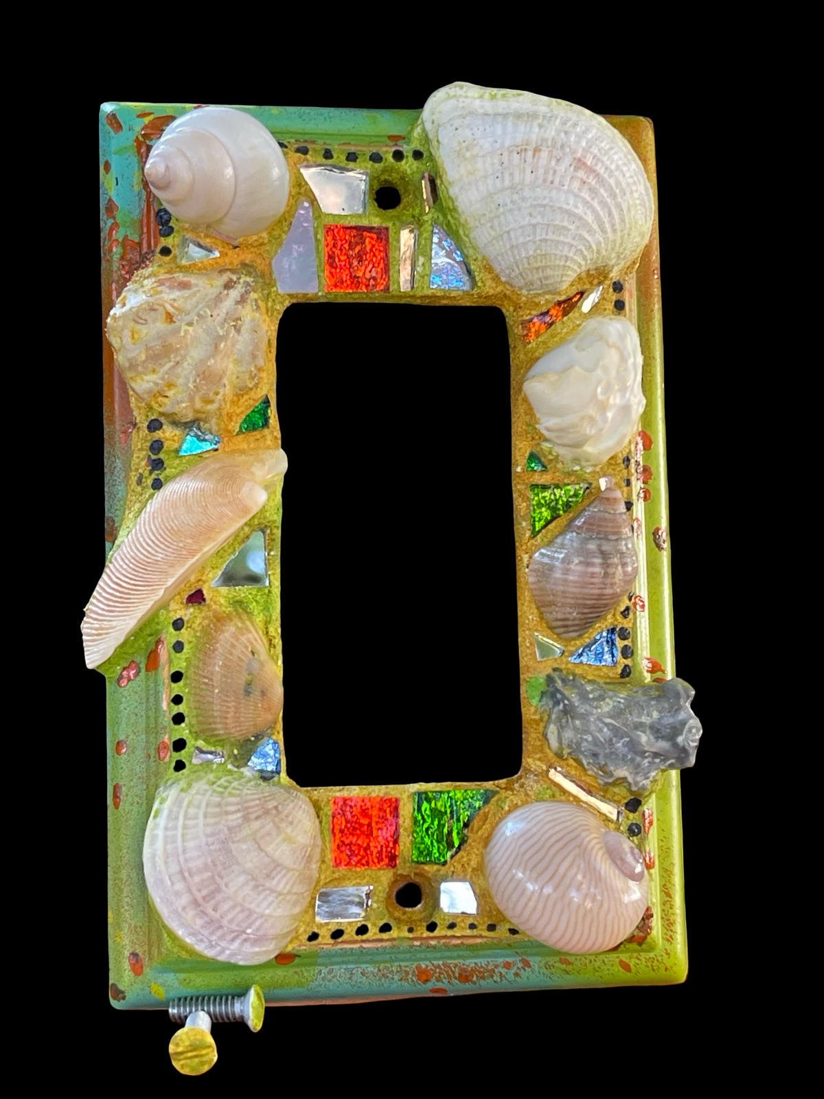 Sea shell single rocker light switch cover, beach wall art