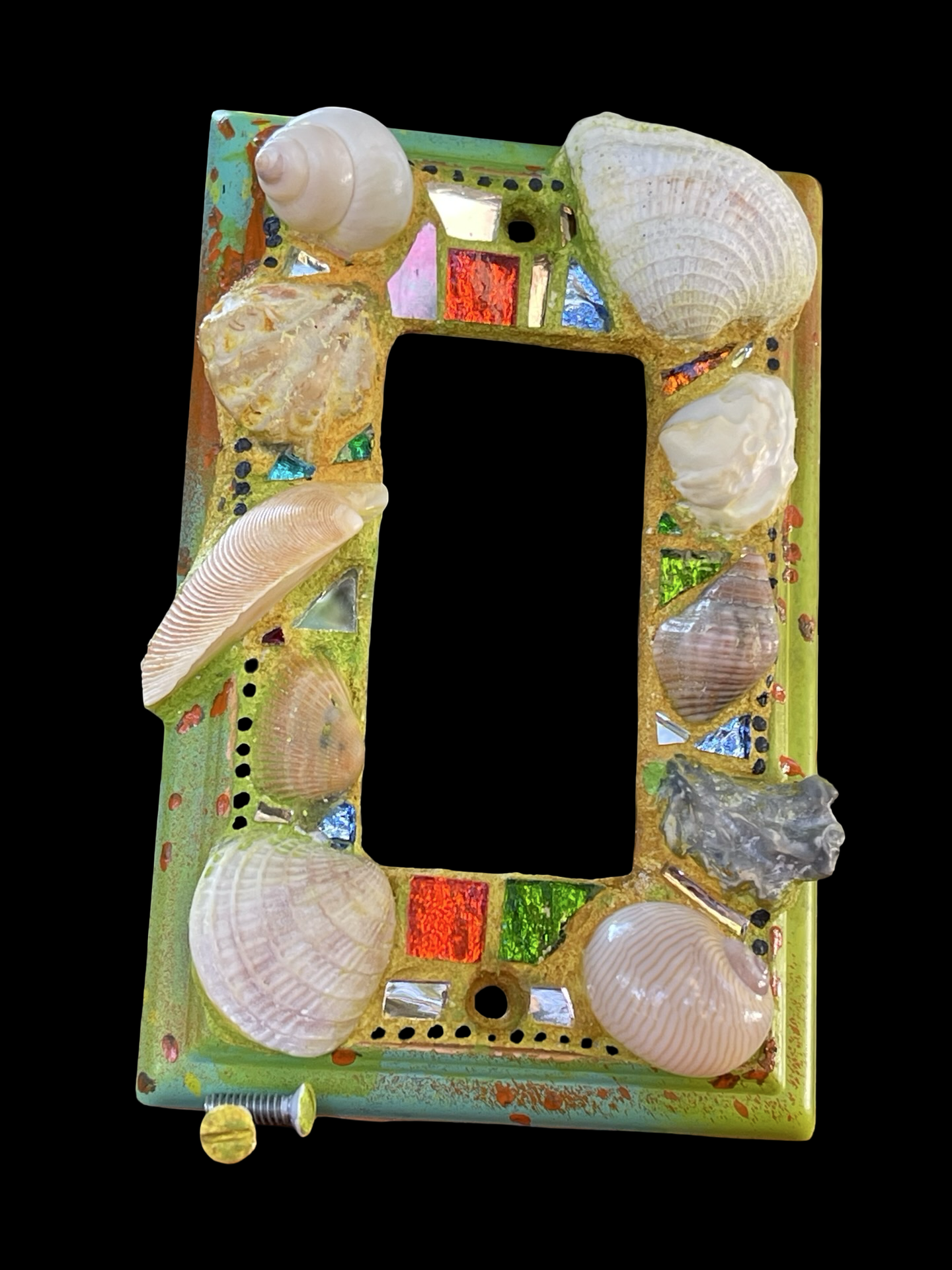 Sea shell single rocker light switch cover, beach wall art