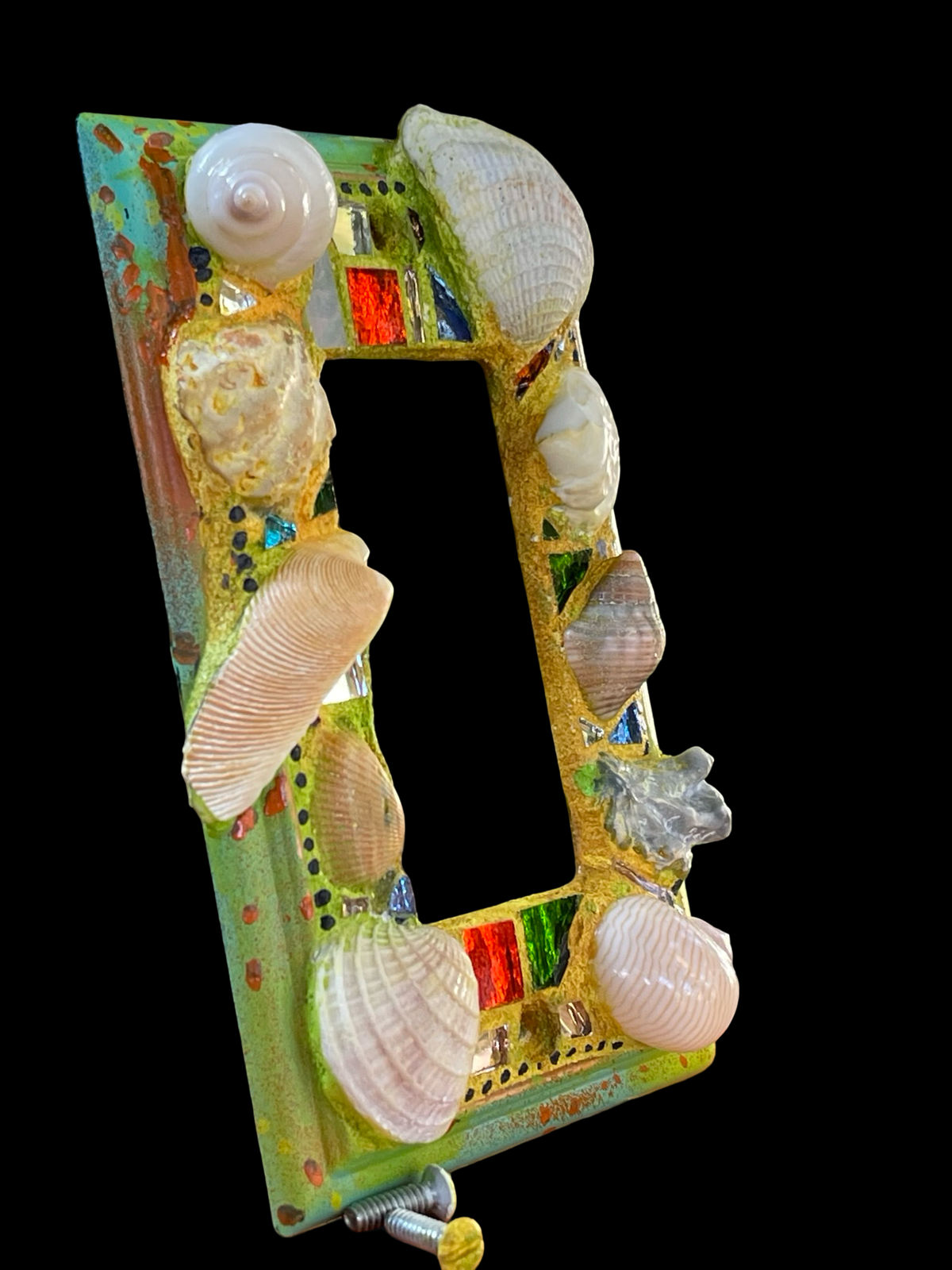 Sea shell single rocker light switch cover, beach wall art