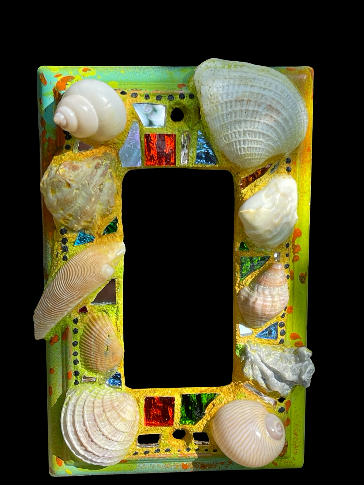 Sea shell single rocker light switch cover, beach wall art