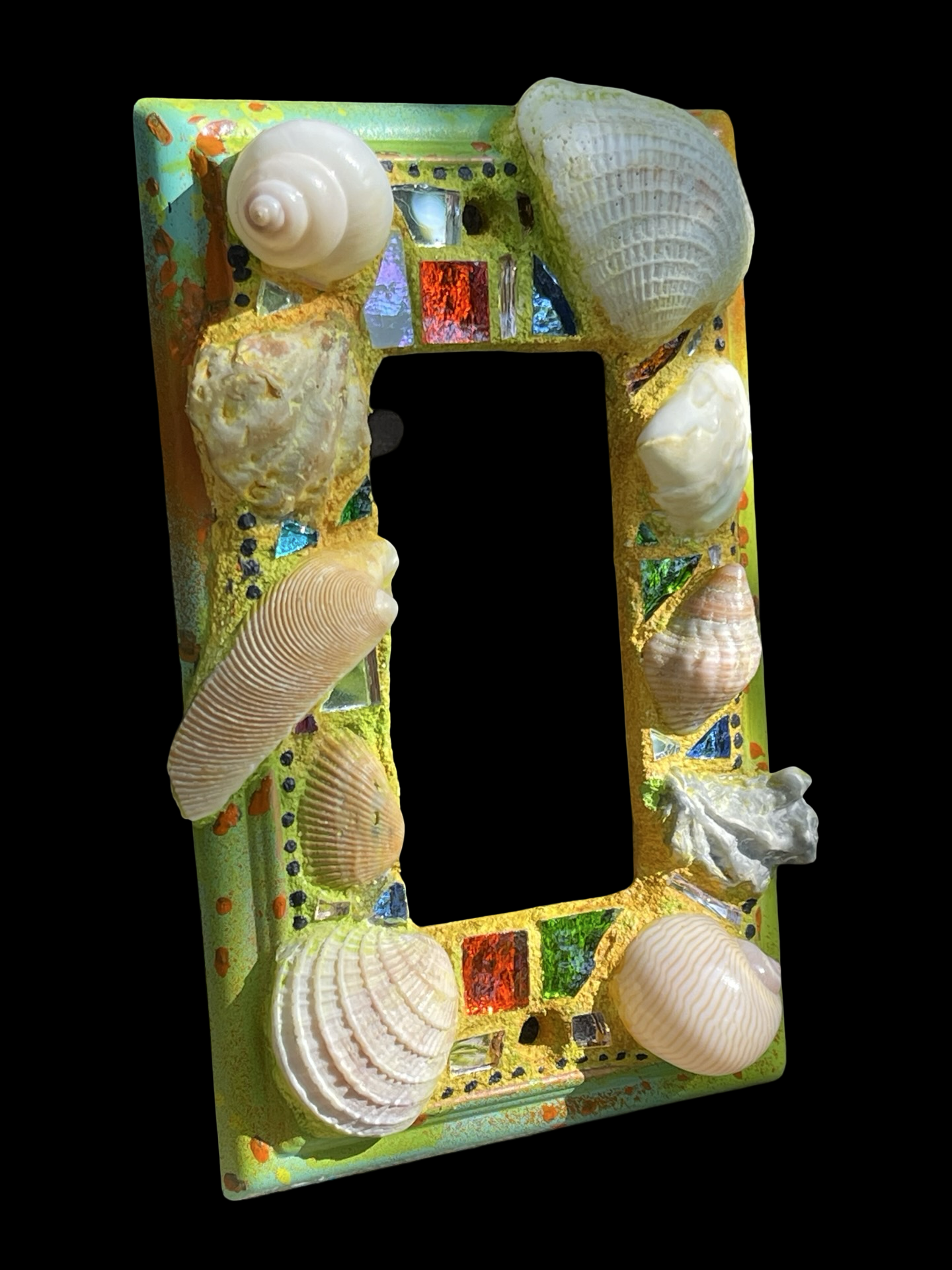 Sea shell single rocker light switch cover, beach wall art