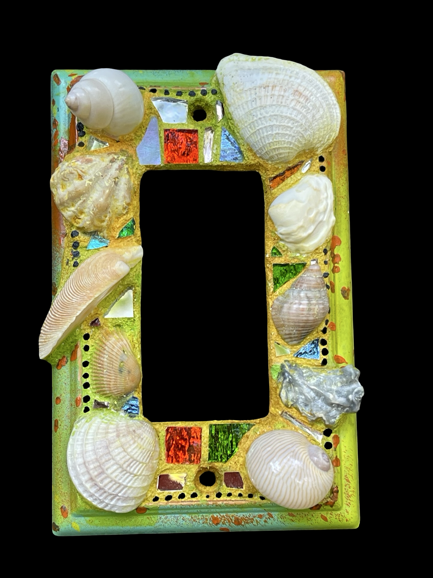 Sea shell single rocker light switch cover, beach wall art