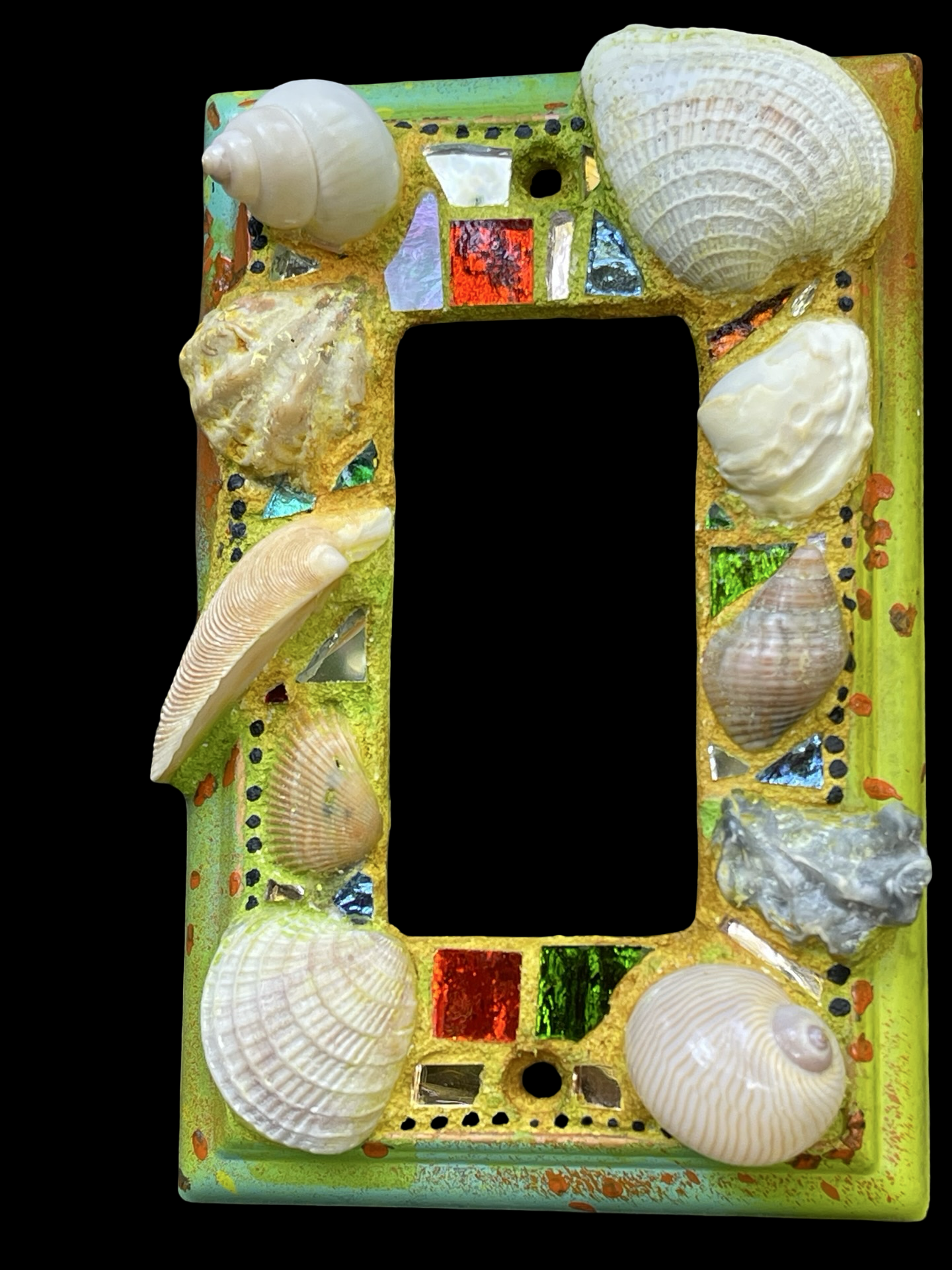 Sea shell single rocker light switch cover, beach wall art