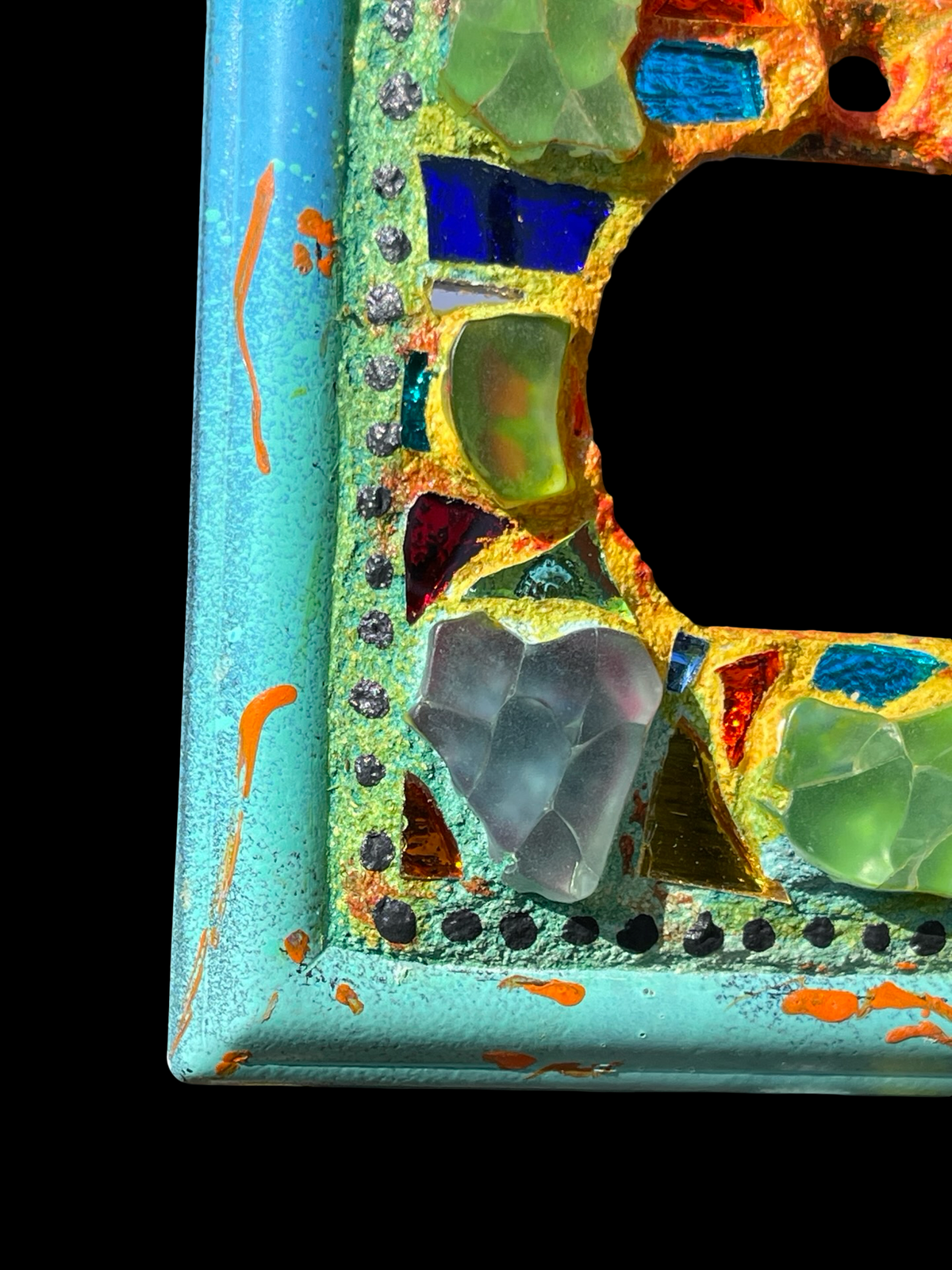 Repurposed Glass Mosaic Wall Plug, mini Wall Art