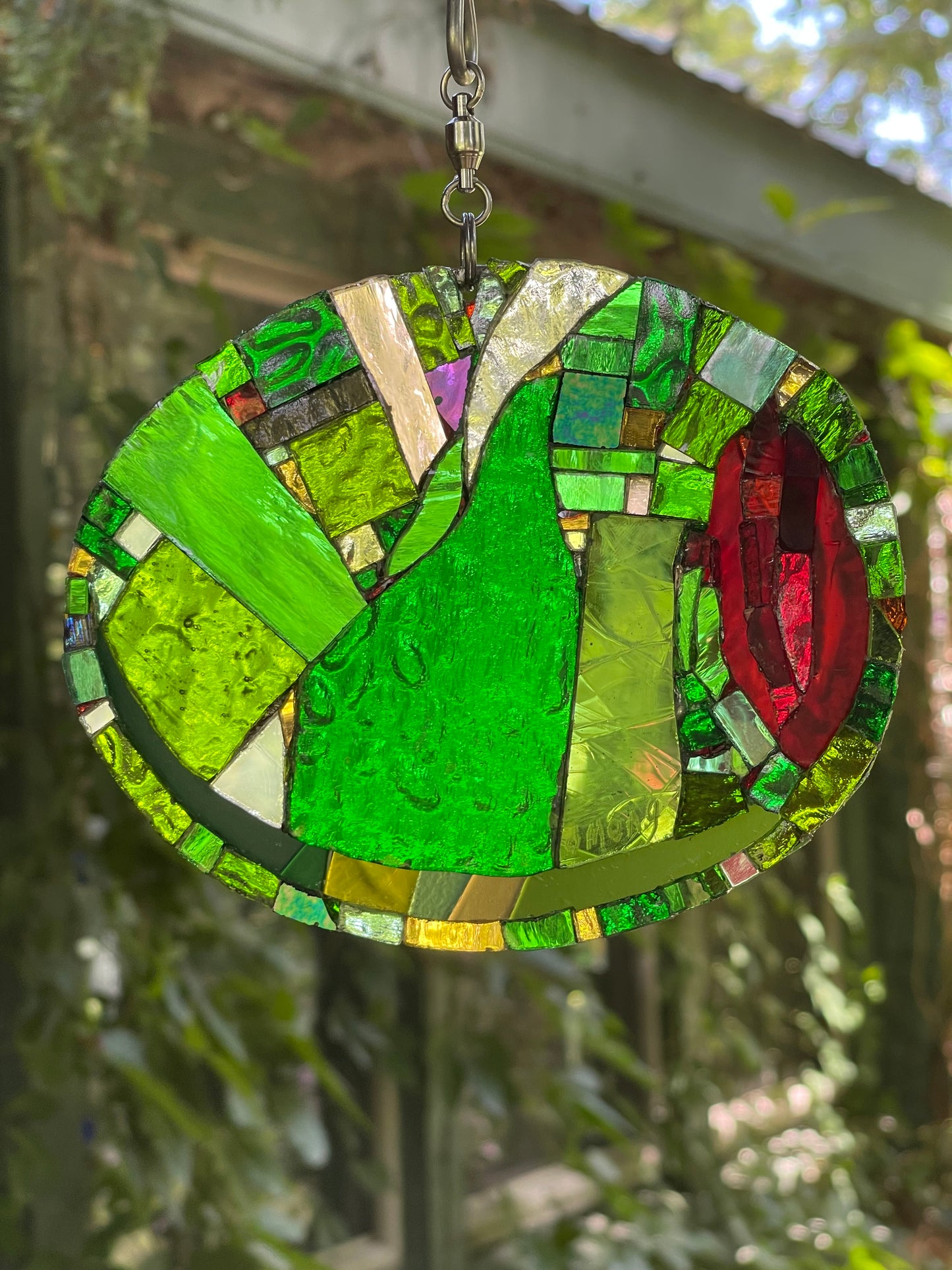 Cool Contemporary Mirror Glass Green Olive Red Pimento Sun Catcher