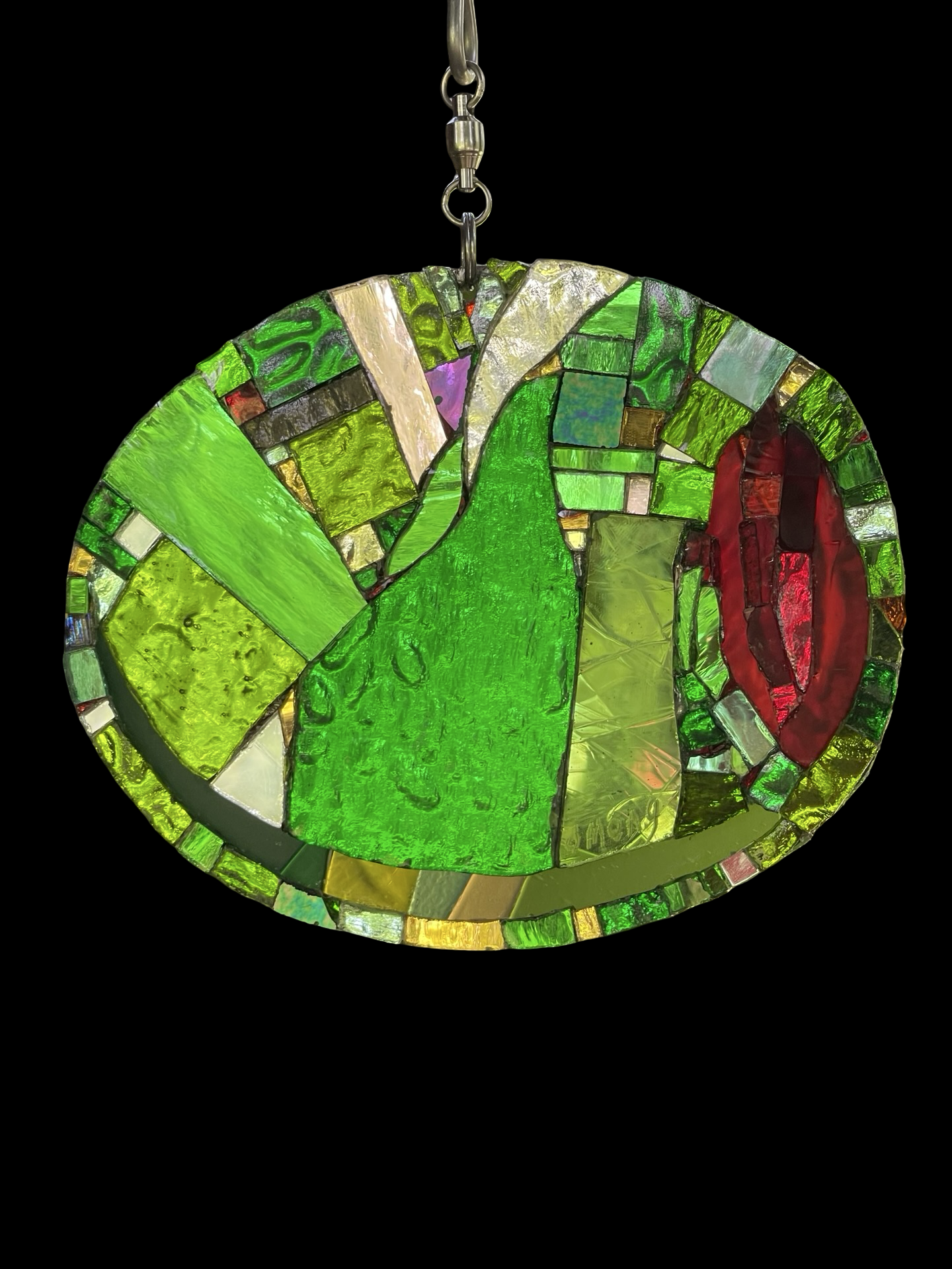 Cool Contemporary Mirror Glass Green Olive Red Pimento Sun Catcher