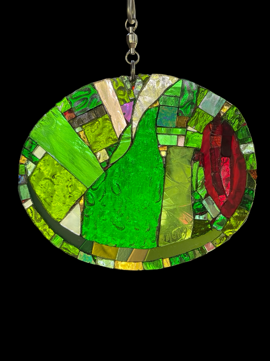Cool Contemporary Mirror Glass Green Olive Red Pimento Sun Catcher